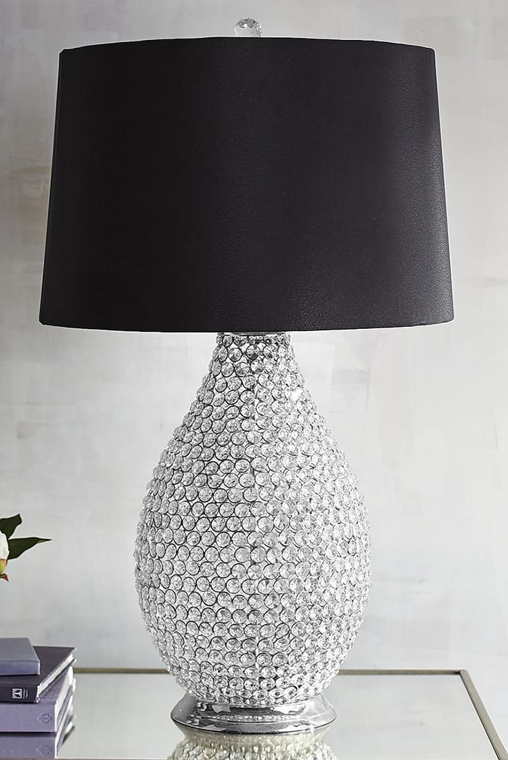 Black Crystal Bead Table Lamp In 2019 Silver Lamp pertaining to size 736 X 1102