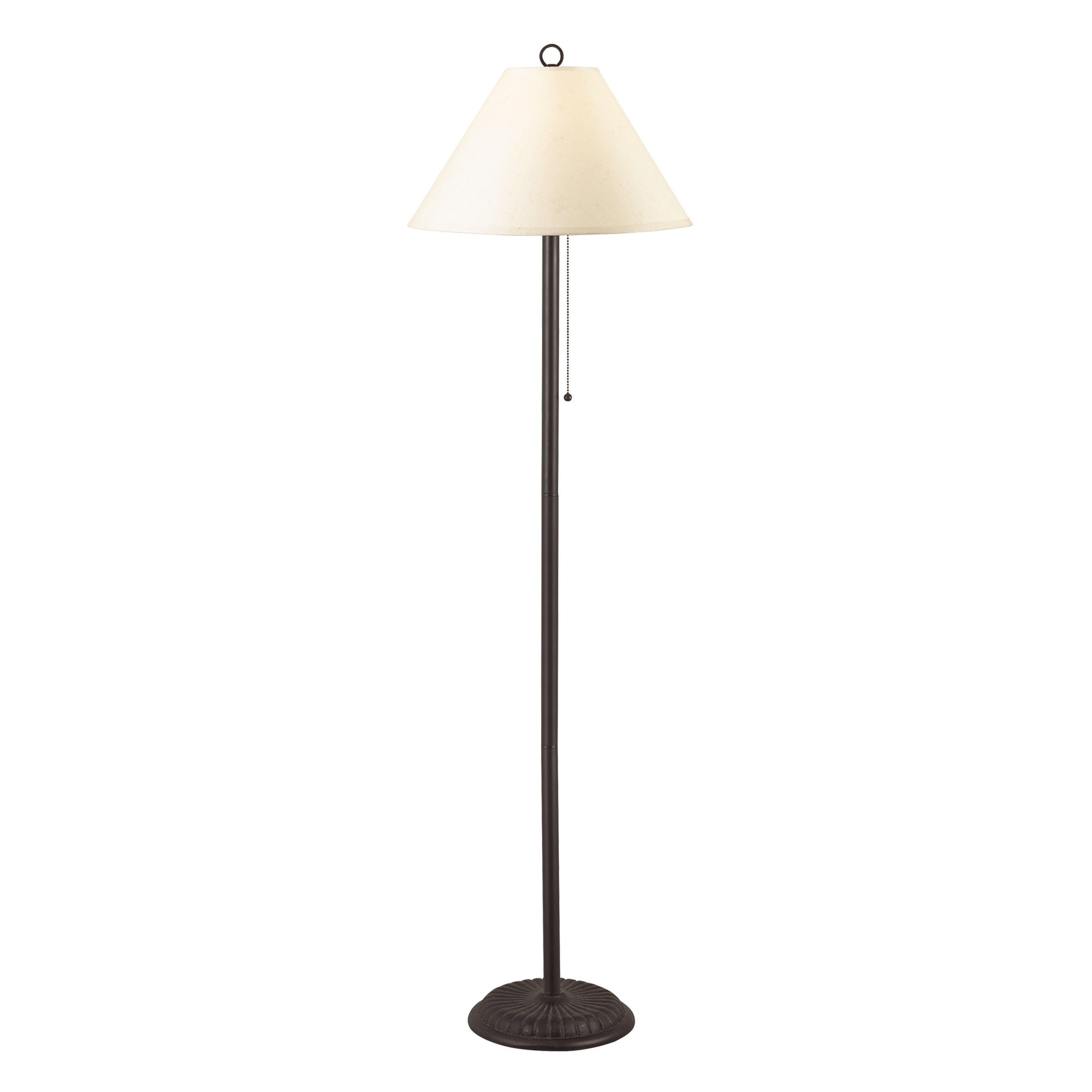Black Finished Metal 100 Watt Candlestick Floor Lamp With Pull Chain Switch And Off White Paper Shade in sizing 2771 X 2771