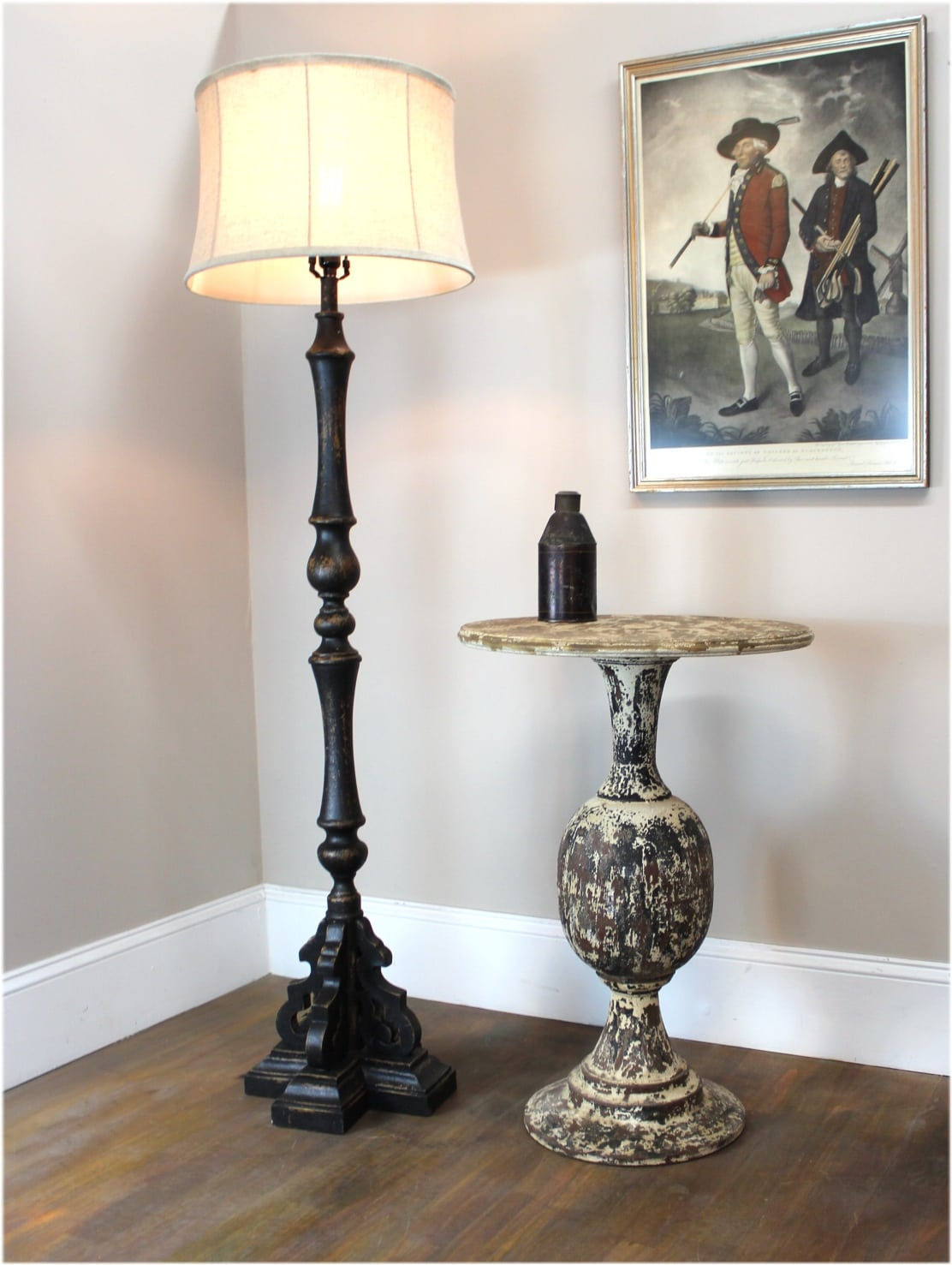 Black Floor Lamp La Femme Aged Black Painted French Country Finish W Shade for proportions 1112 X 1477