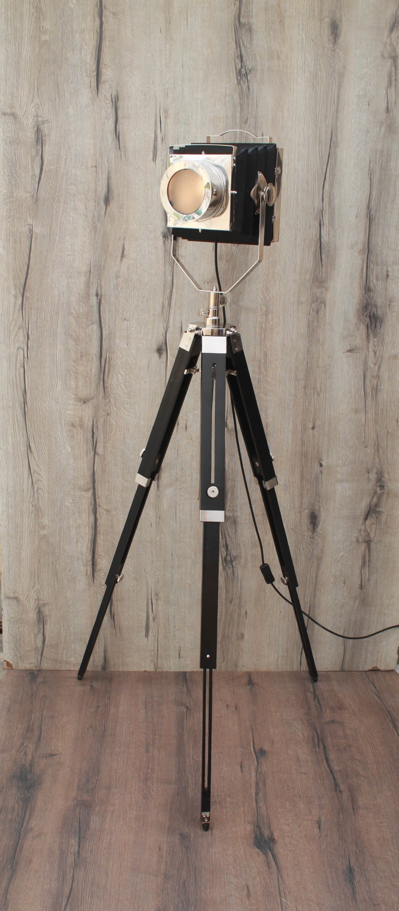 Black Stand Camera Light Tripod Vintage Retro Floor Lamp in size 800 X 1826