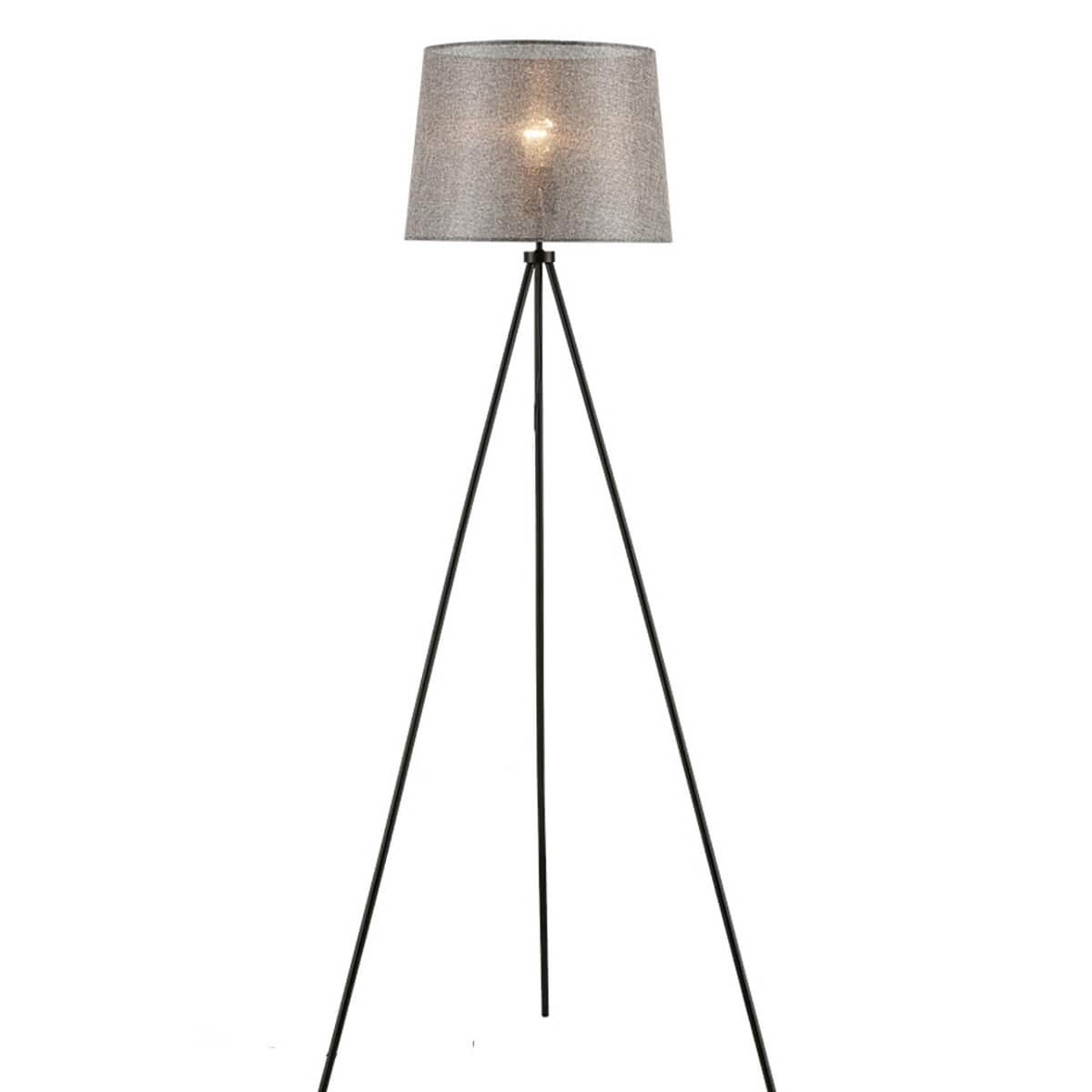 Black Tripod Floor Lamp Gray Linen Shade Modern Reading Light with size 1200 X 1200