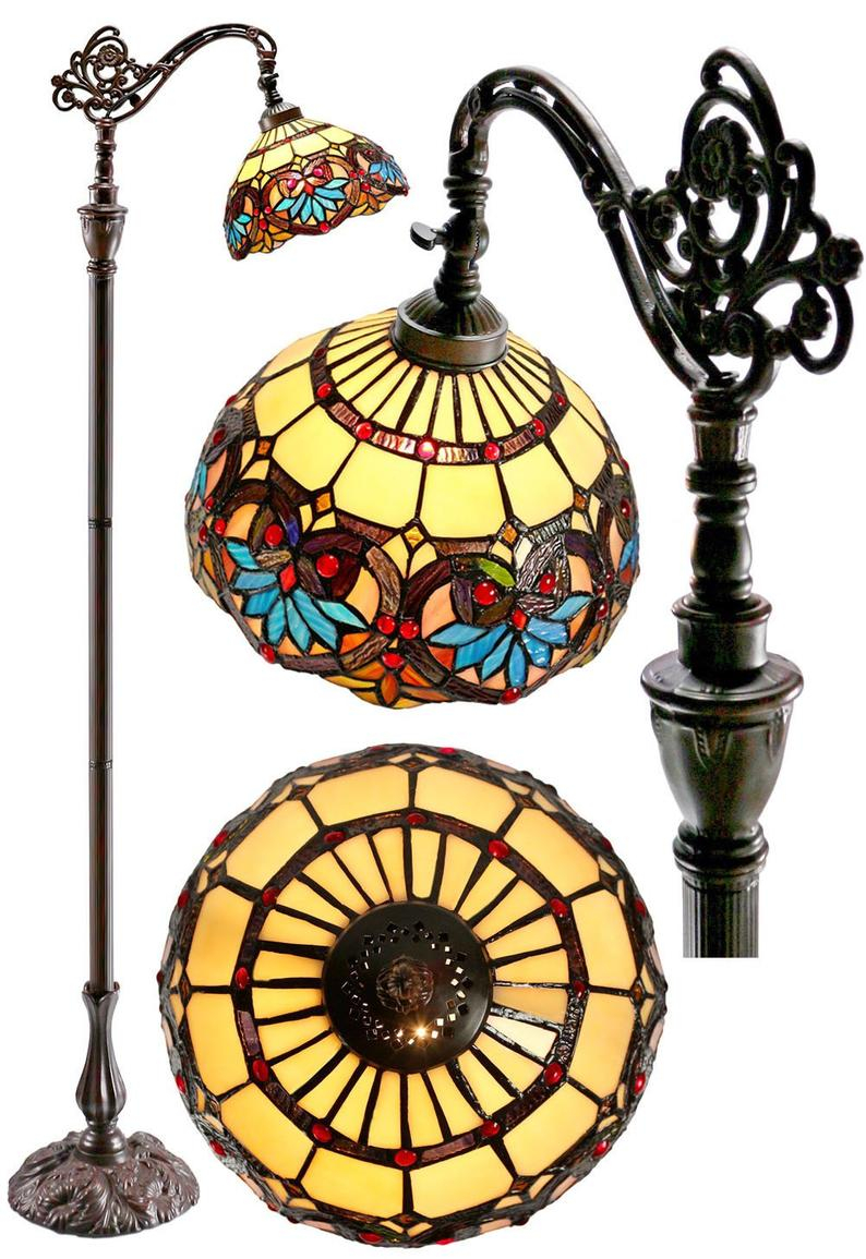 Boheme Style Stained Glass Bridge Arm Tiffany Floor Lamp inside measurements 794 X 1155