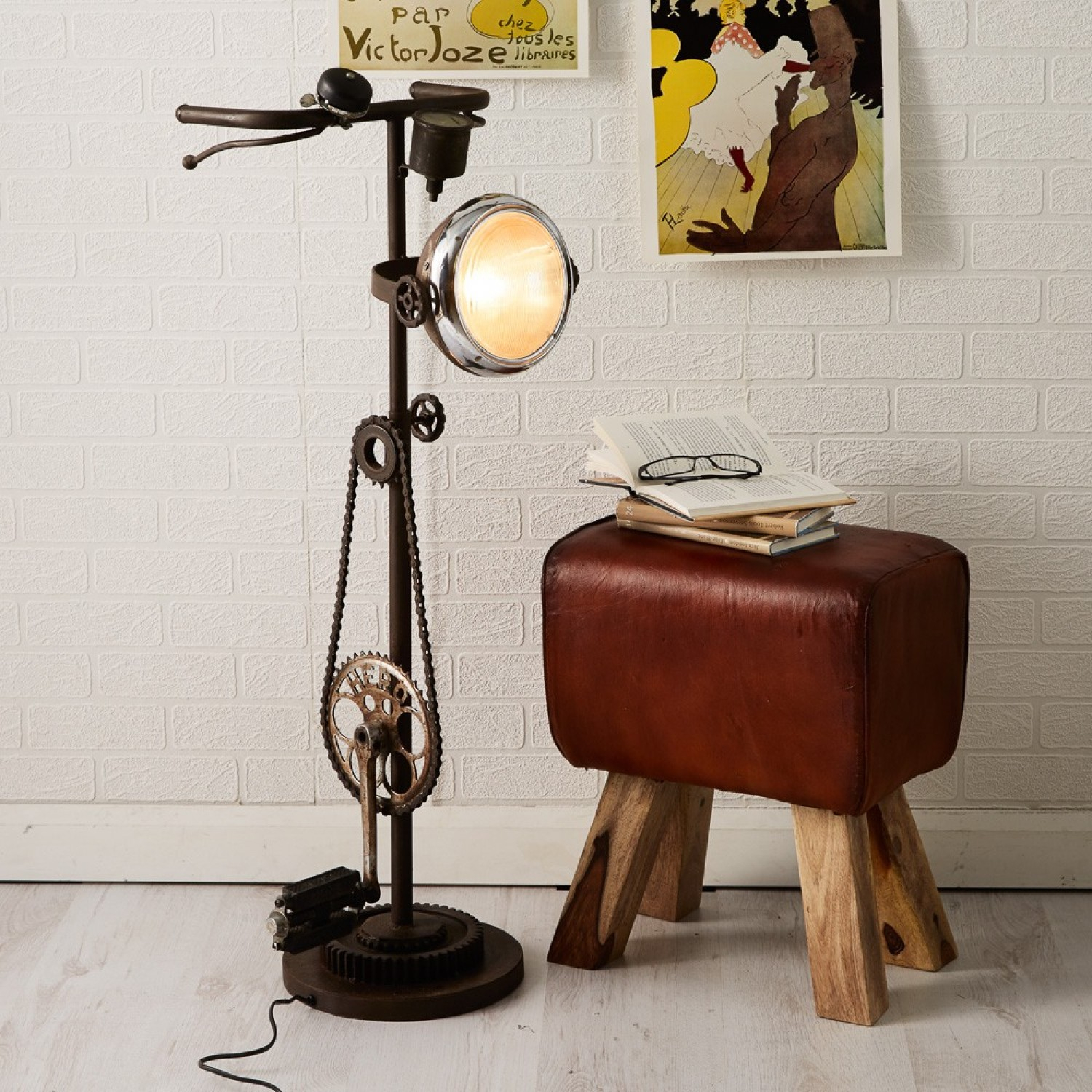 Bonsoni Bike Handlebars With Headlight Floor Standing Quirky Lamp British Raj Furniture within size 1500 X 1500