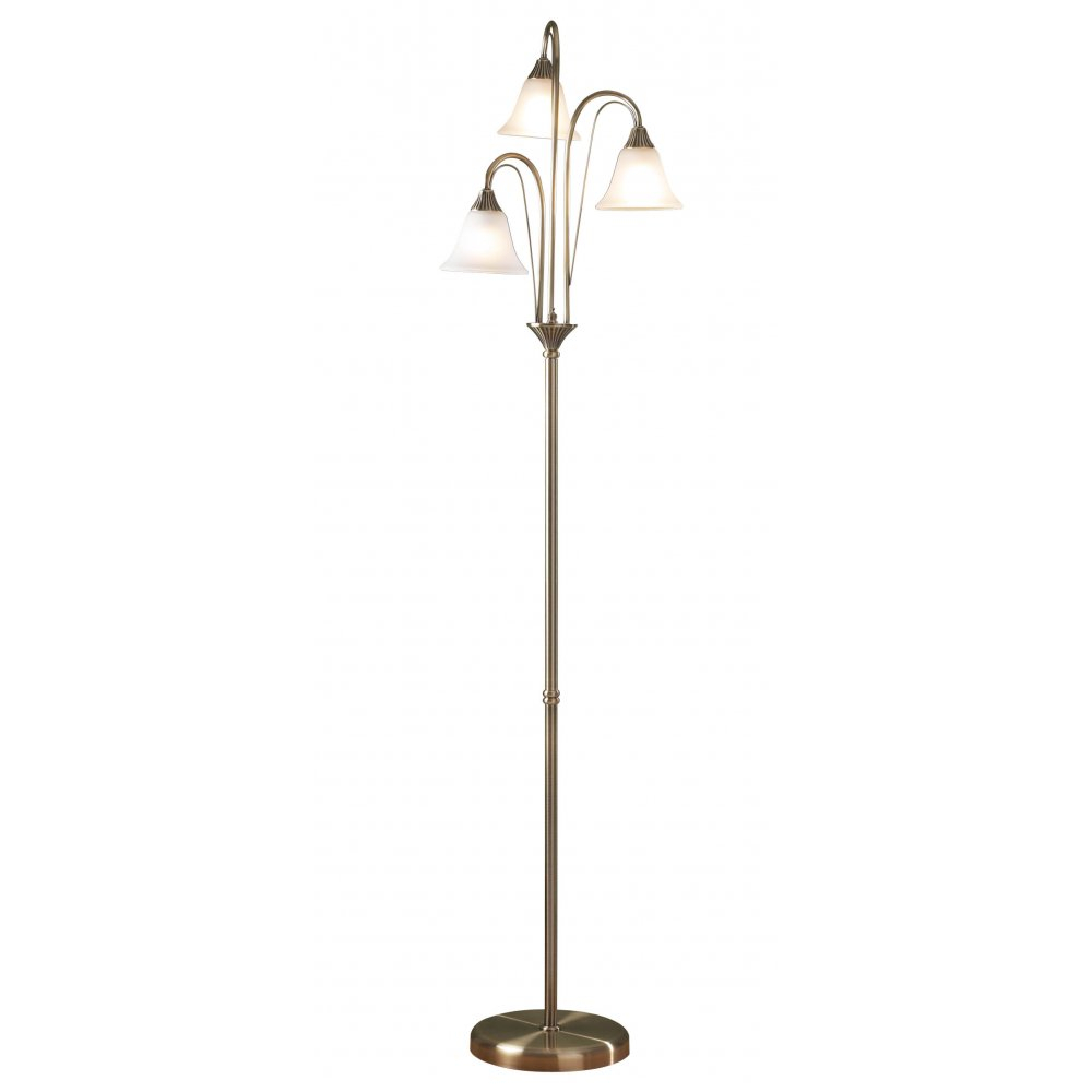 Boston Antique Brass Floor Lamp With 3 Bulbs regarding proportions 1000 X 1000