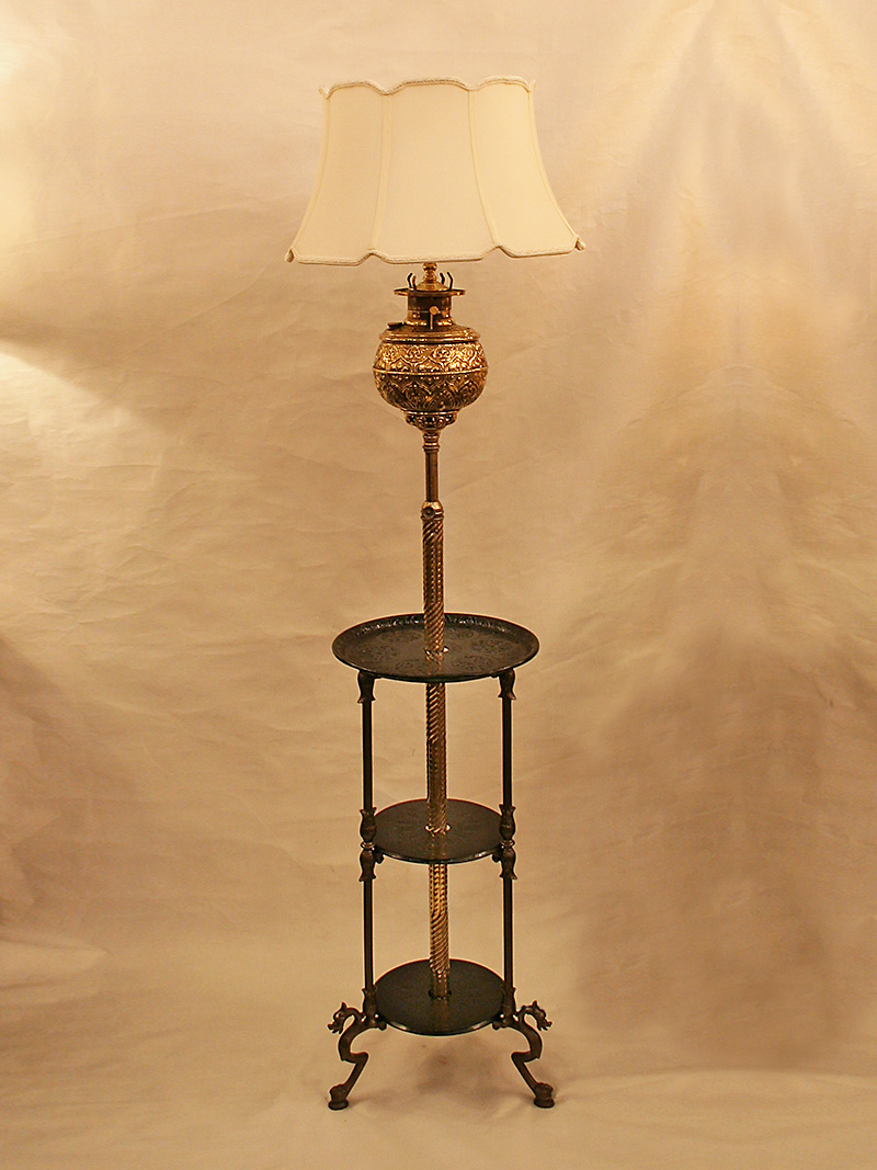 Bradley Hubbard Converted Oil To Electric Floor Lamp W Table C 19th Century intended for sizing 800 X 1067
