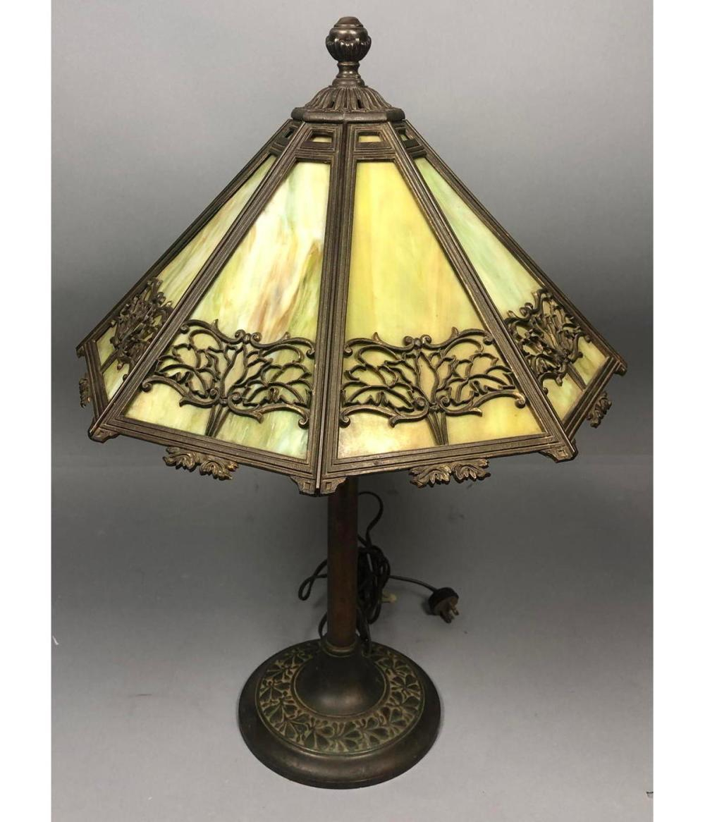 Bradley Hubbard Slag Glass Bronze Table Lamp F with dimensions 1000 X 1166