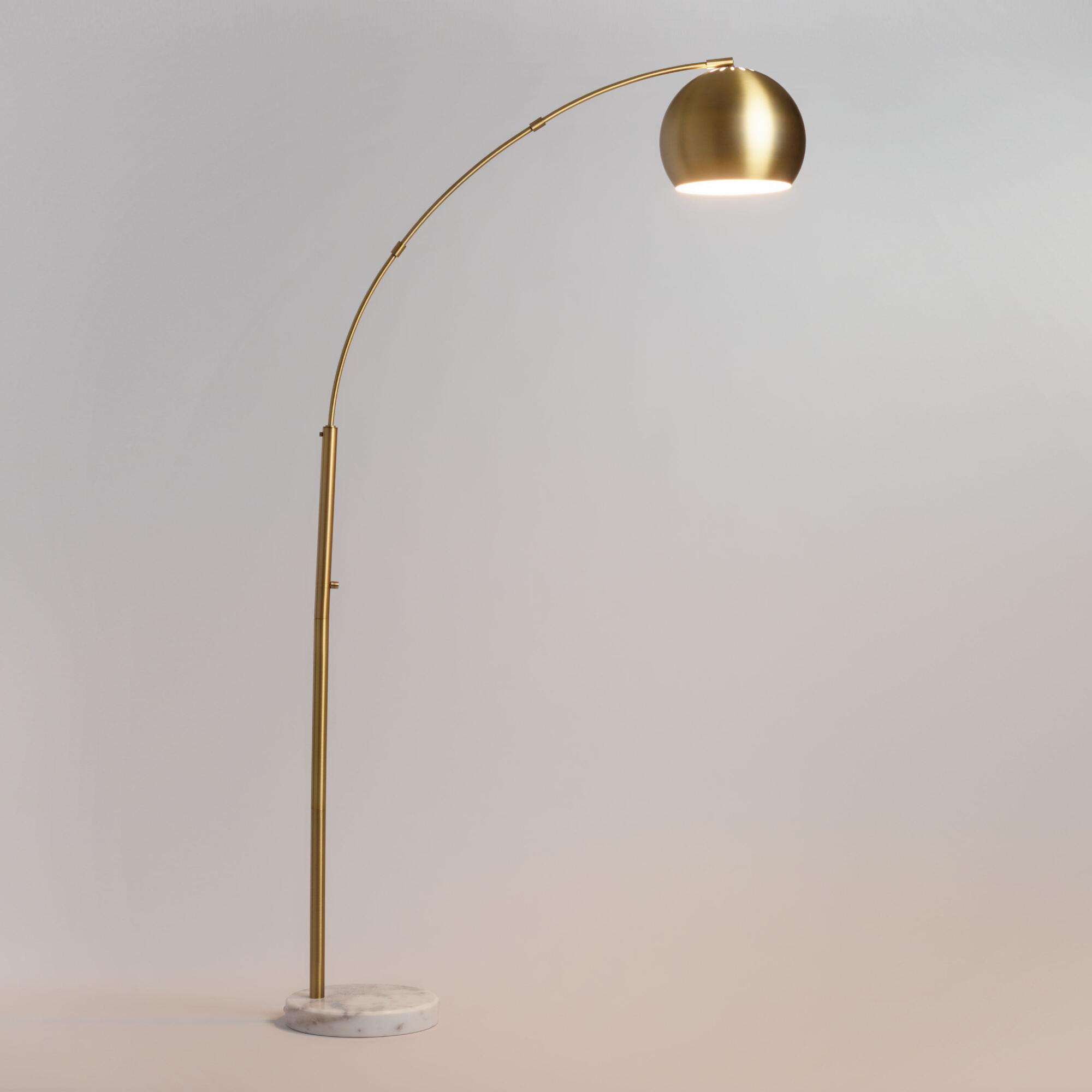 Brass Arc And White Marble Hayden Floor Lamp World Market intended for proportions 2000 X 2000