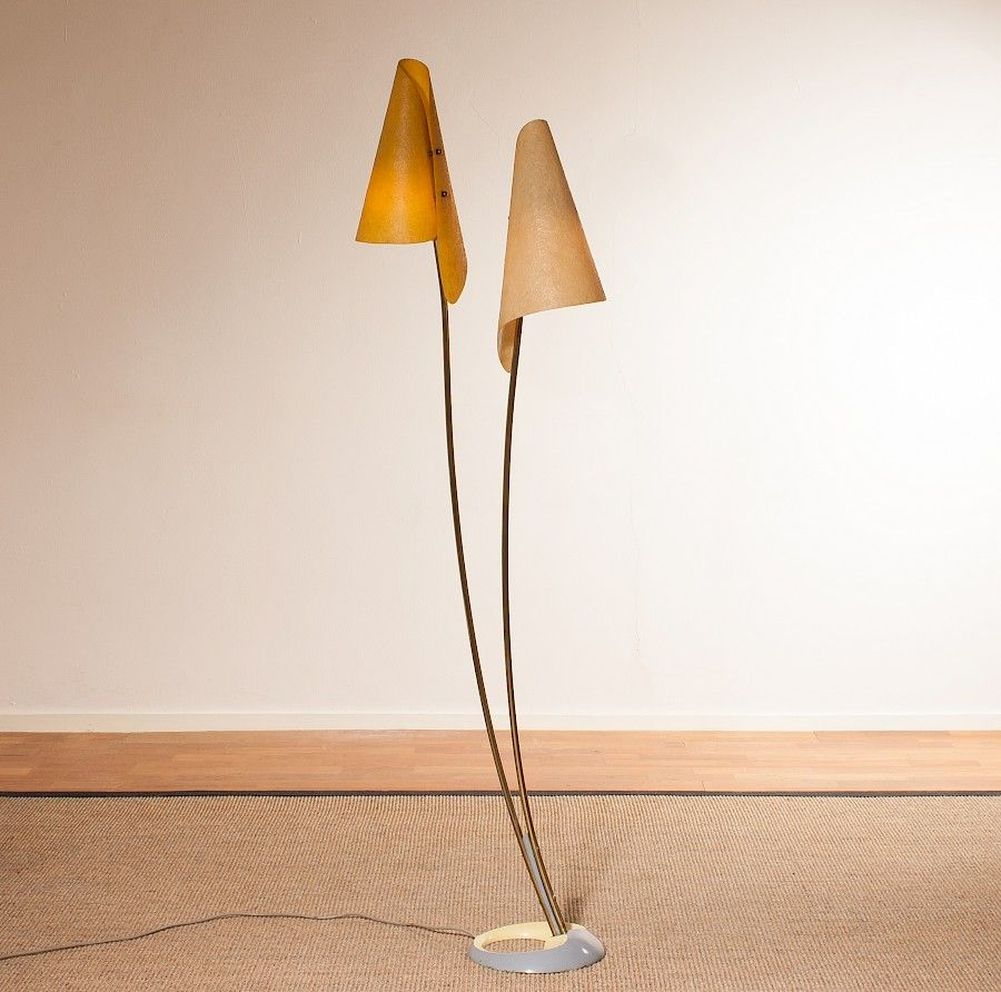 Brass Fiberglass Floor Lamp 1950s regarding size 900 X 892