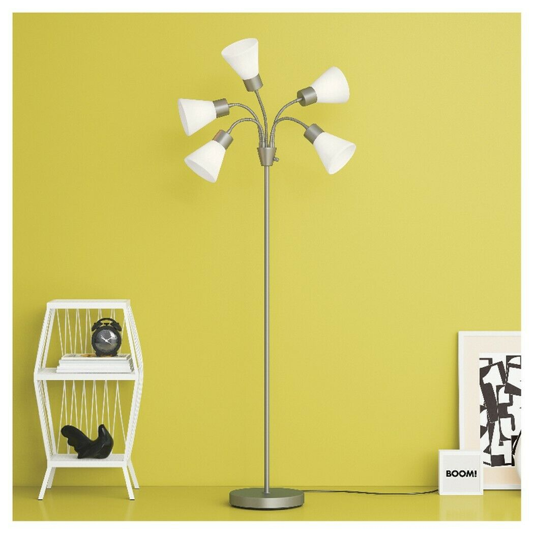 Bright Light Dorm Room Essentials 5 Head Tall Floor Lamp Flexible Gooseneck Arms for proportions 1050 X 1050