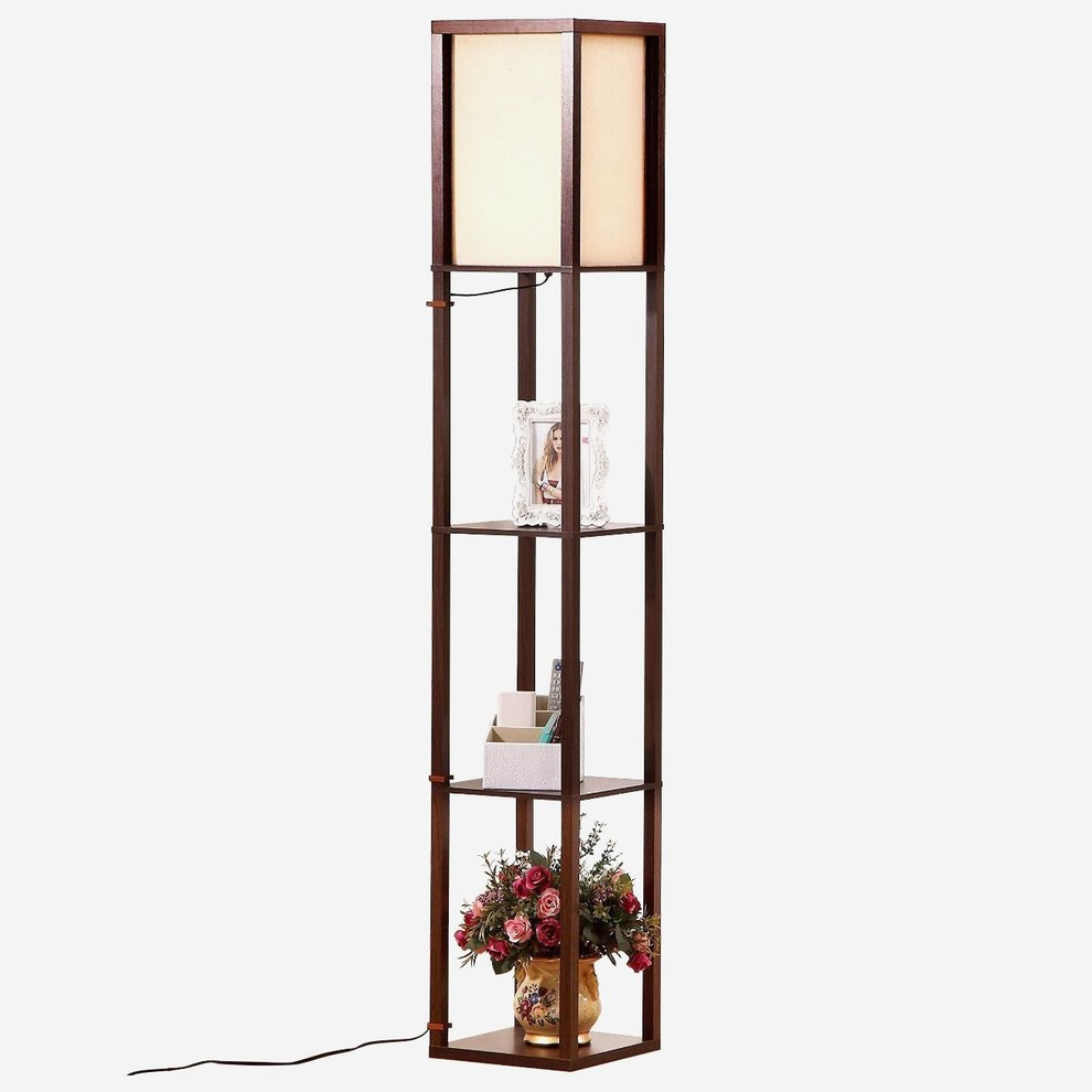 Brightech Maxwell Led Shelf Floor Lamp Havanah Brown for proportions 990 X 990