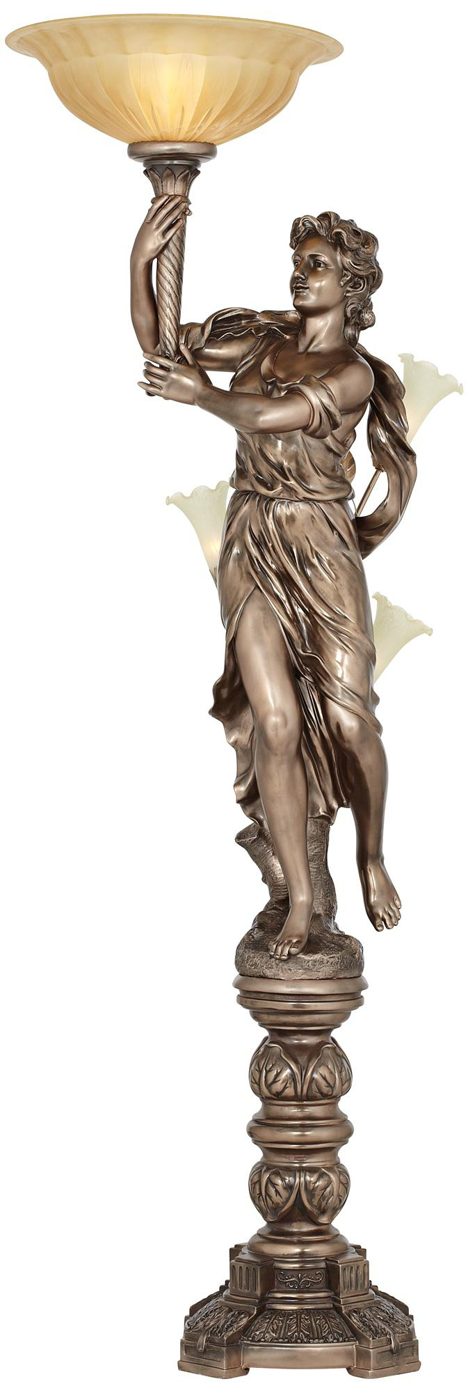 Bronze Maiden Statue Torchiere Floor Lamp Torchiere regarding size 673 X 2000