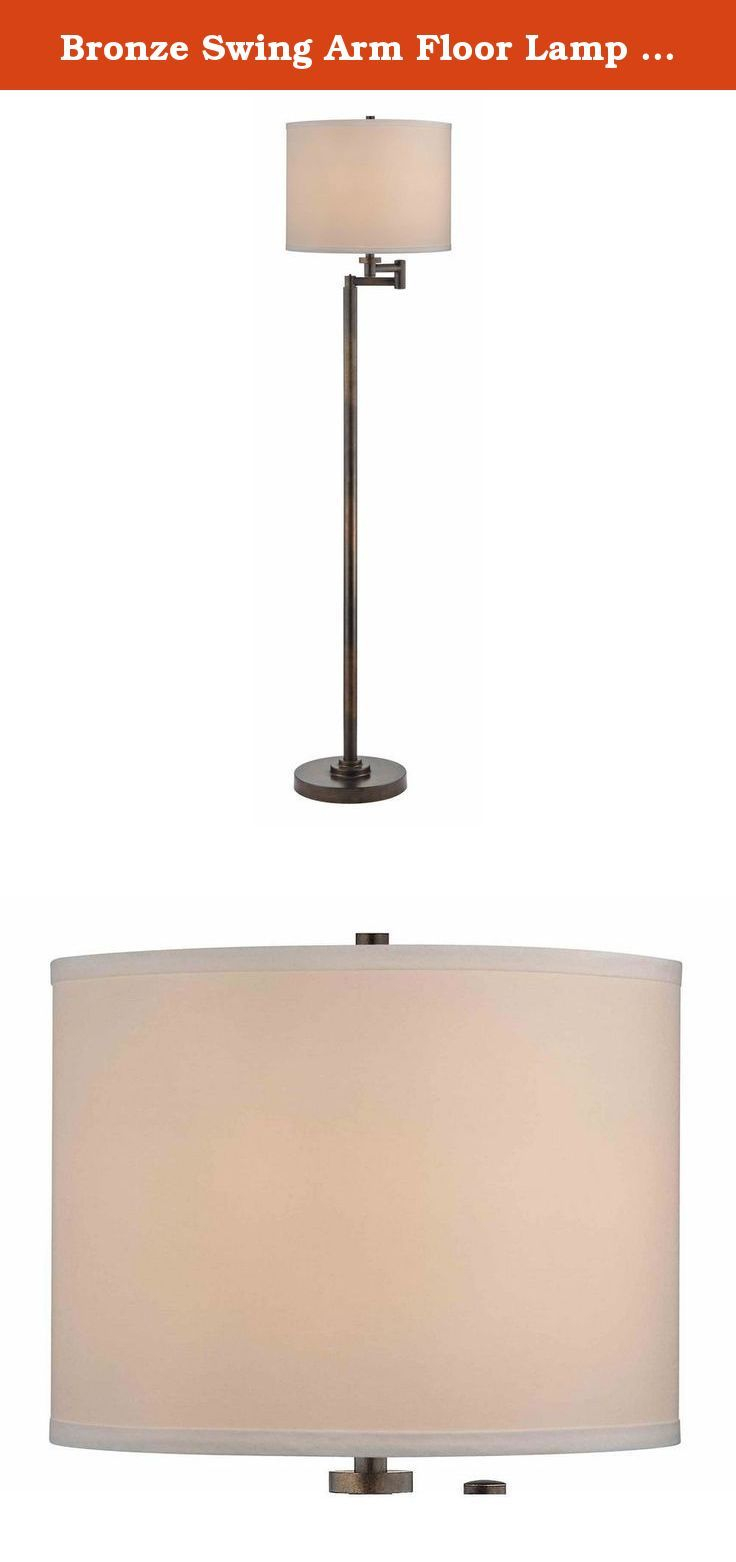 Bronze Swing Arm Floor Lamp With Drum Shade Modern with regard to measurements 736 X 1562