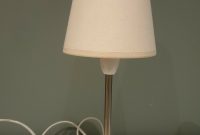 Brushed Metal Standing Desk Table Lamp With Whitecream Lampshade within sizing 900 X 1600
