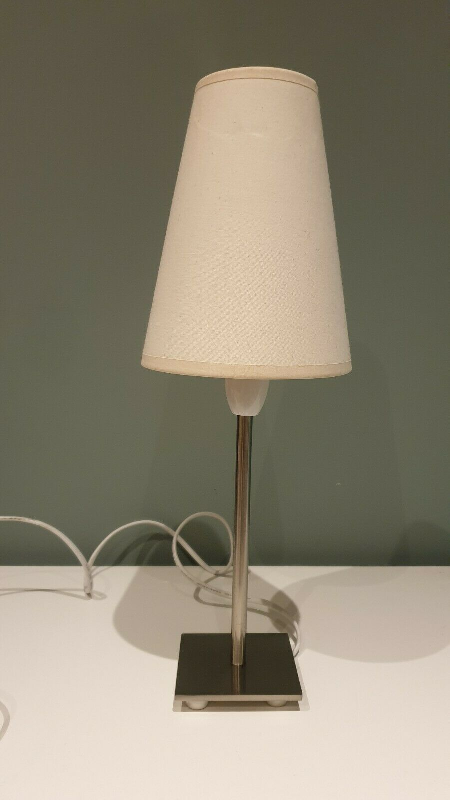 Brushed Metal Standing Desk Table Lamp With Whitecream Lampshade within sizing 900 X 1600