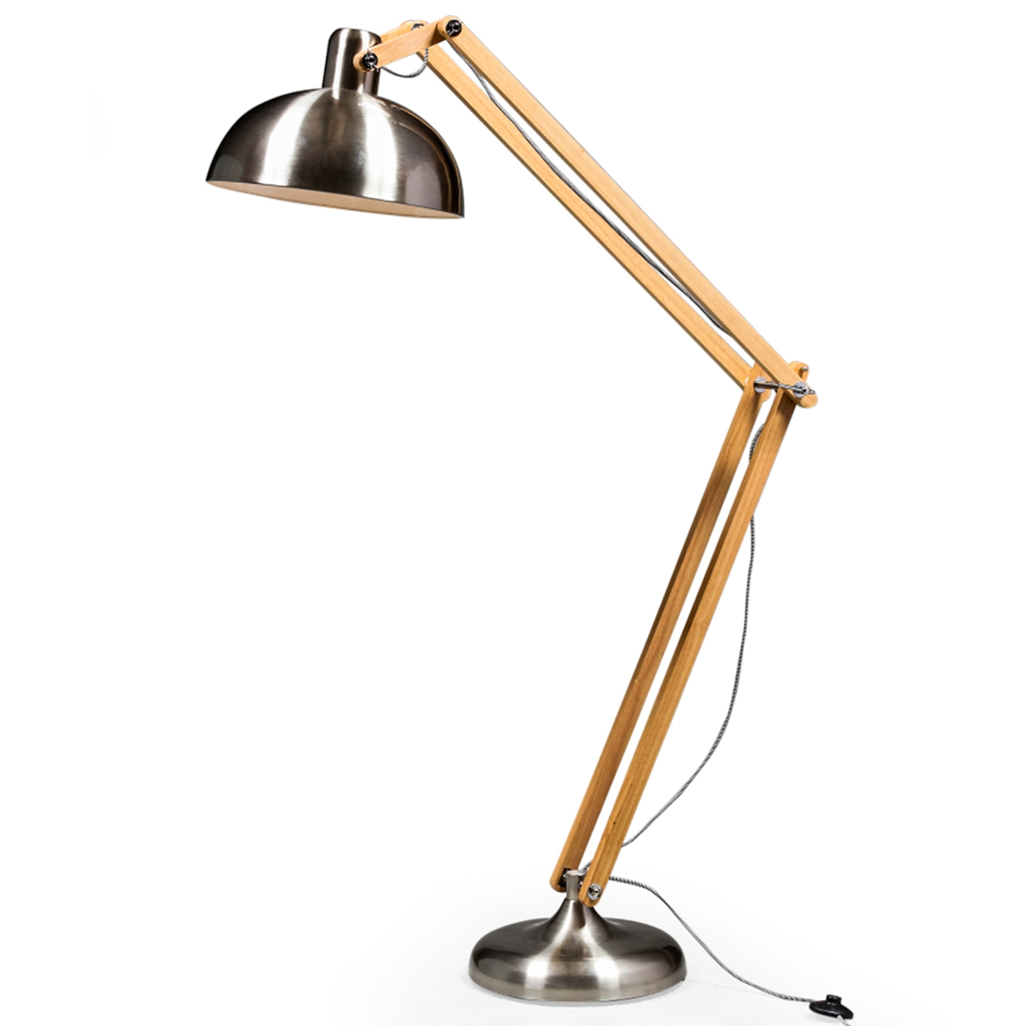 Brushed Steel Wooden Traditional Floor Lamp within sizing 2000 X 2000