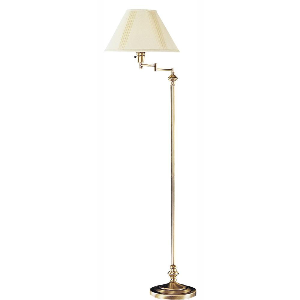 Cal Lighting 59 In Antique Brass Swing Arm Metal Floor Lamp regarding proportions 1000 X 1000