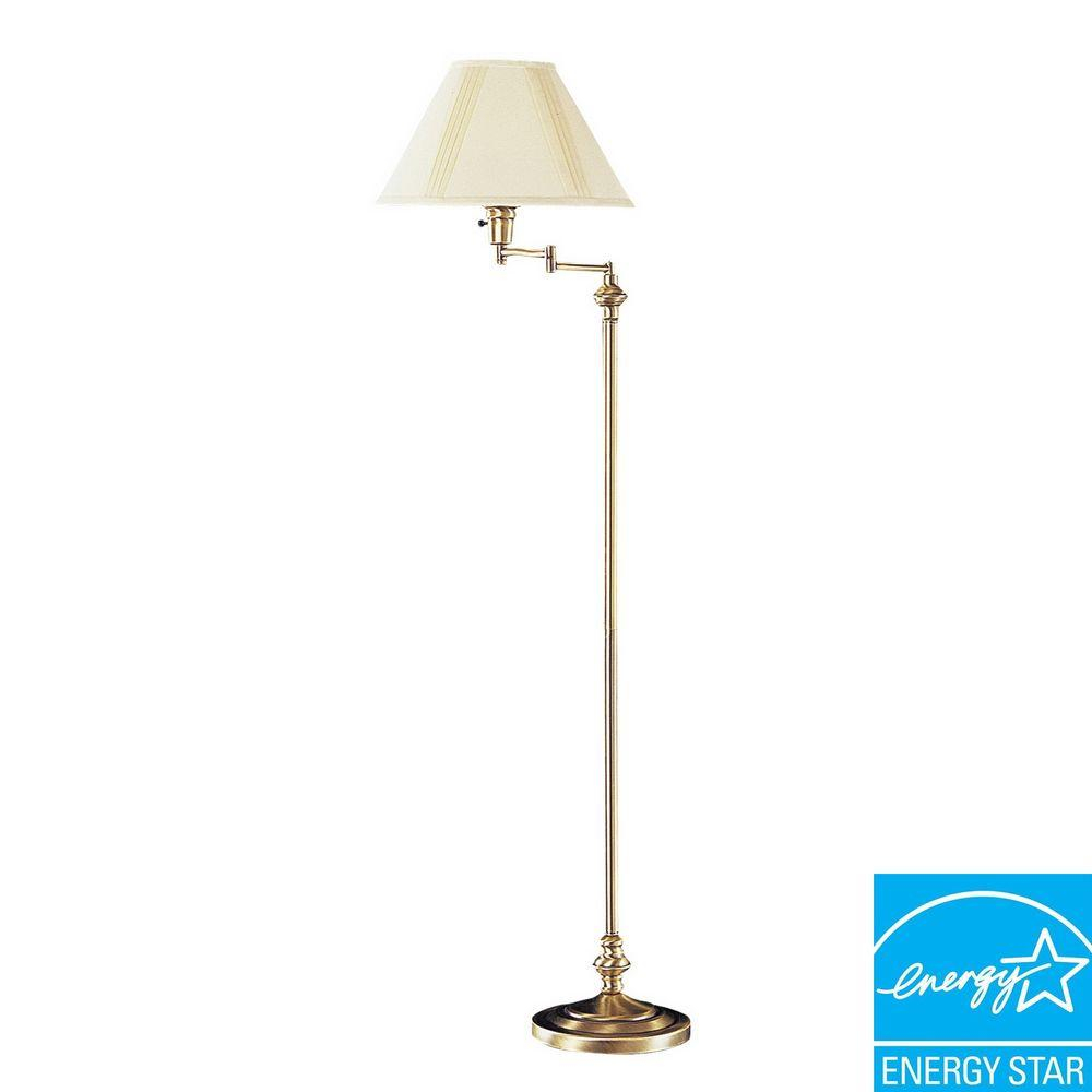 Cal Lighting 59 In Antique Brass Swing Arm Metal Floor Lamp within sizing 1000 X 1000