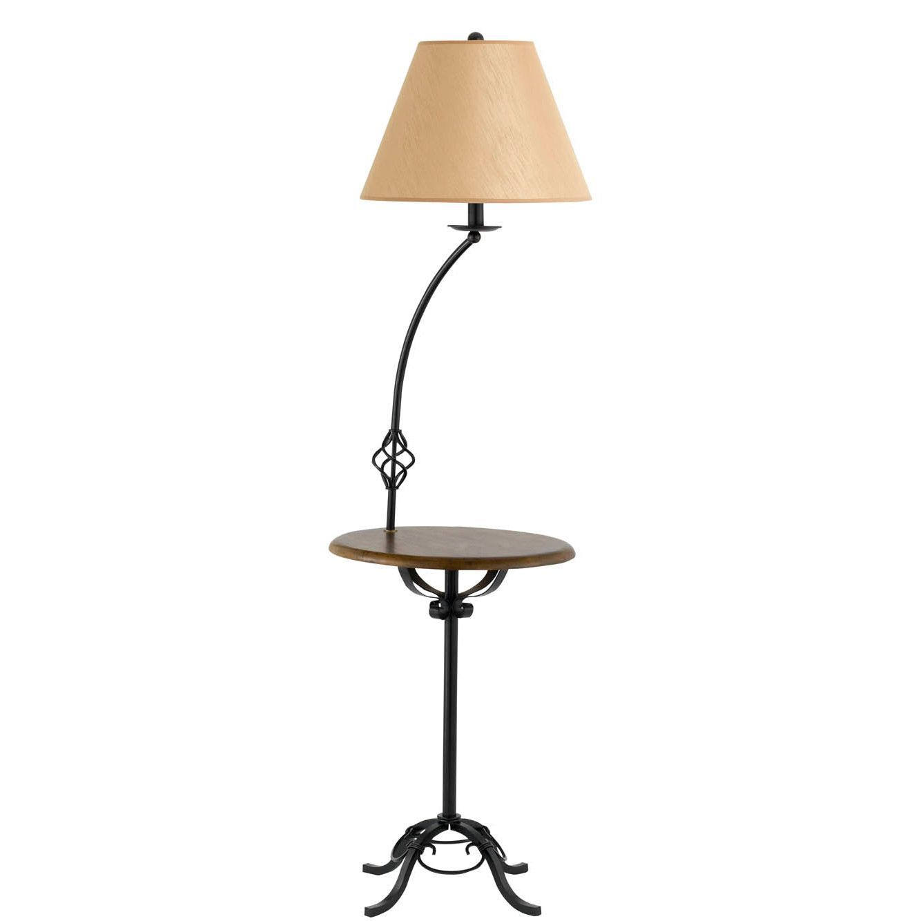 Cal Lighting Wrought Iron Floor Lamp With Wood Tray Table regarding measurements 1334 X 1334