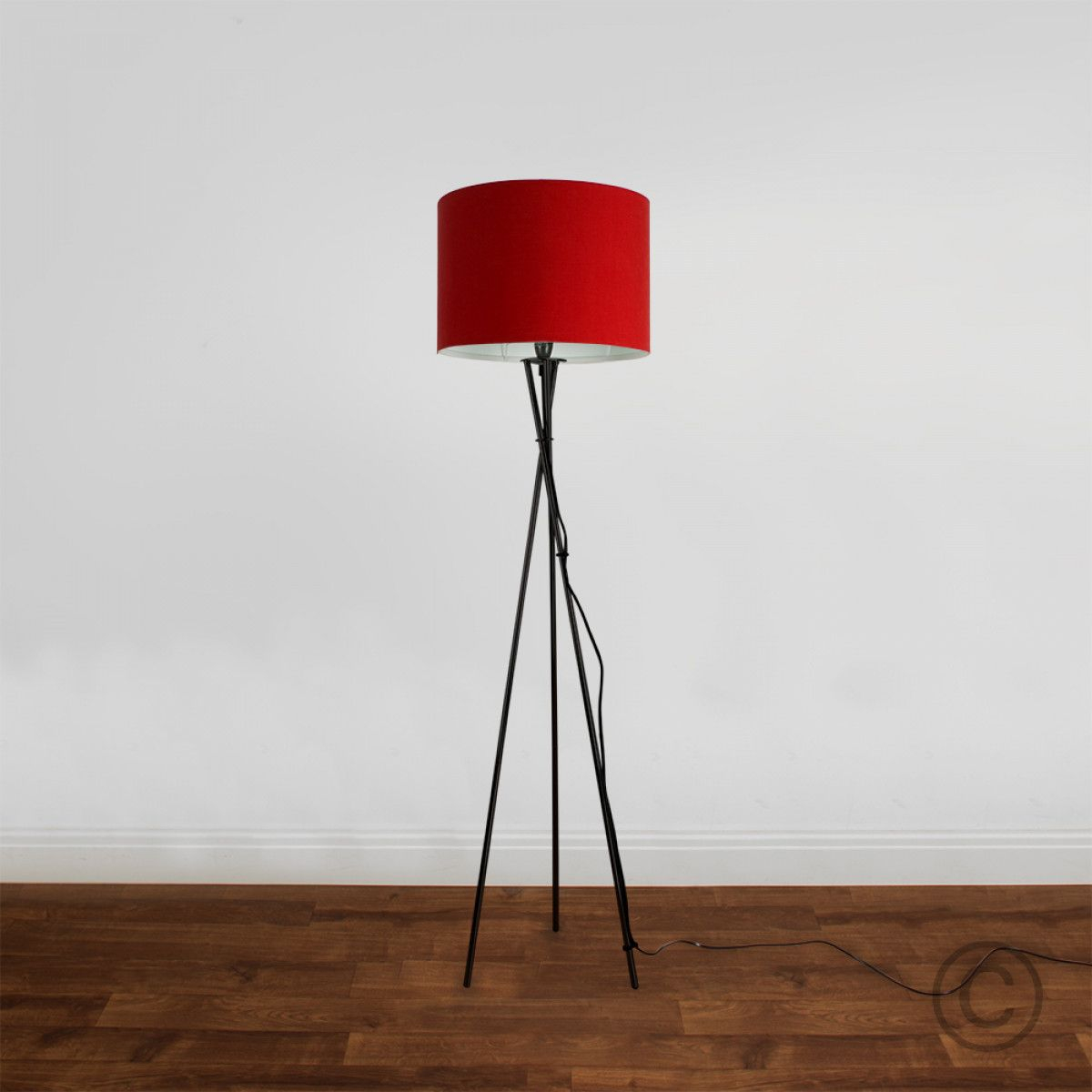 Camden Tripod Floor Lamp In Black Red Fabric Shade In 2019 intended for dimensions 1200 X 1200