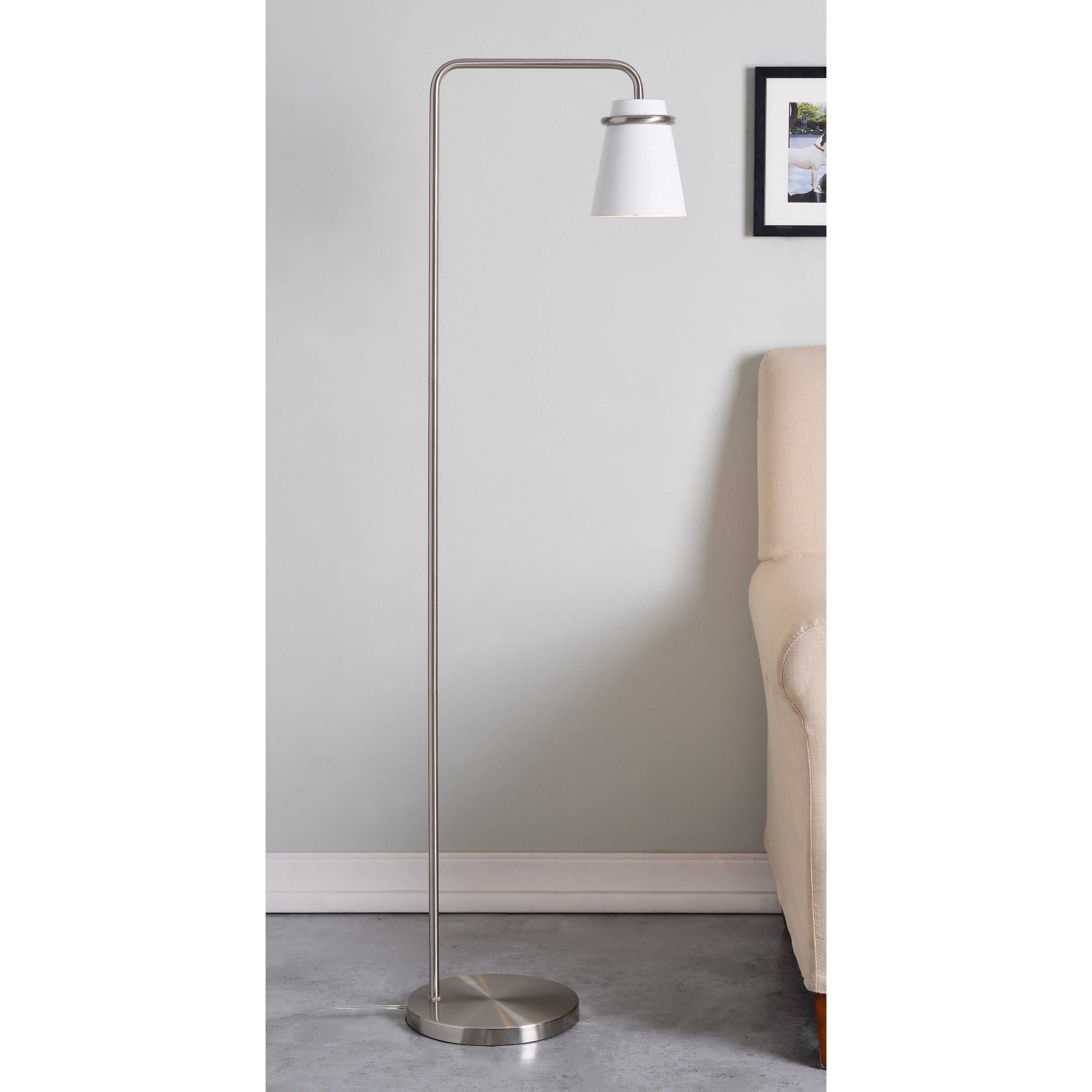 Carrington White And Brushed Steel 55 Inch Floor Lamp with sizing 2504 X 2504