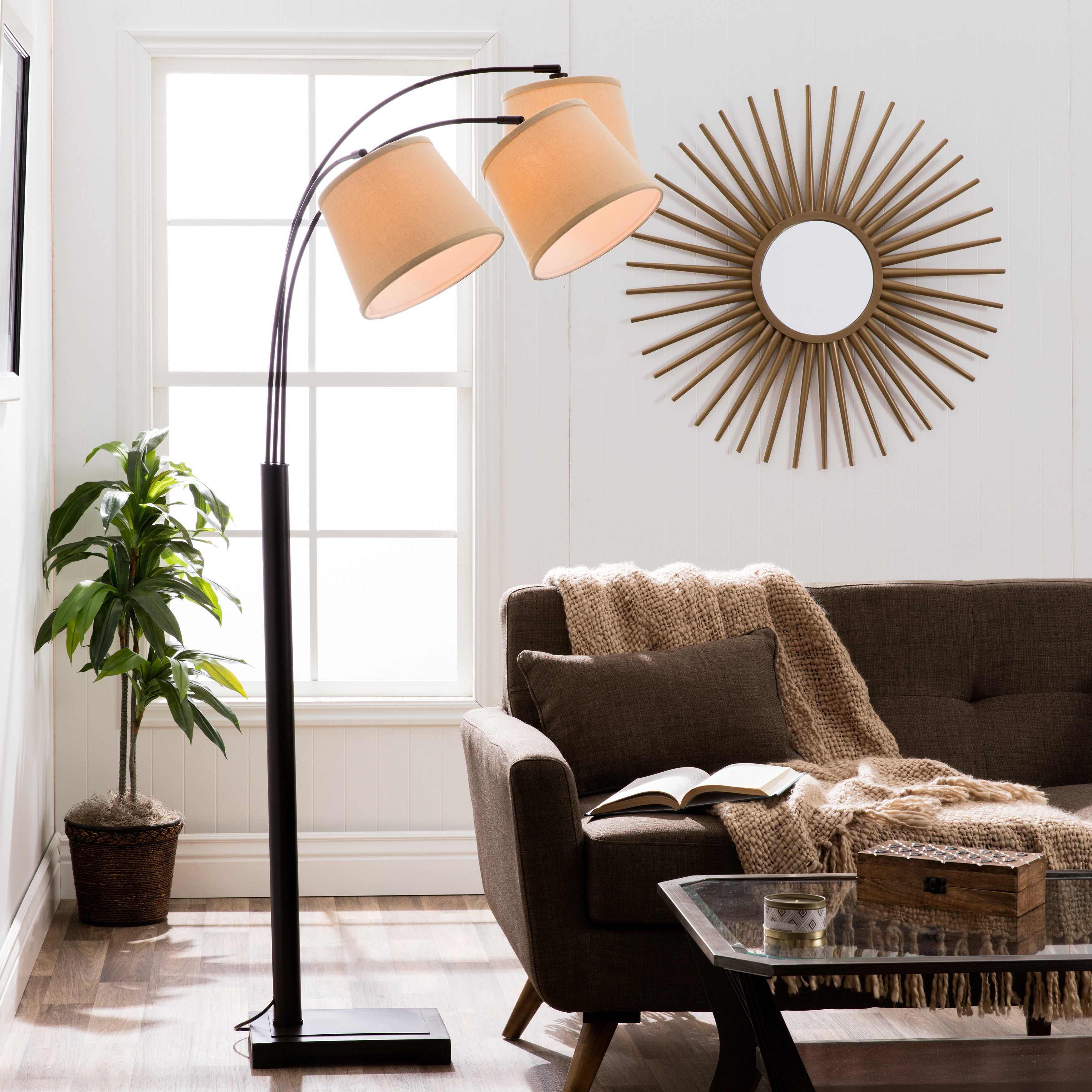 Carson Carrington Avery Black Metal 3 Light Arc Floor Lamp with measurements 3500 X 3500