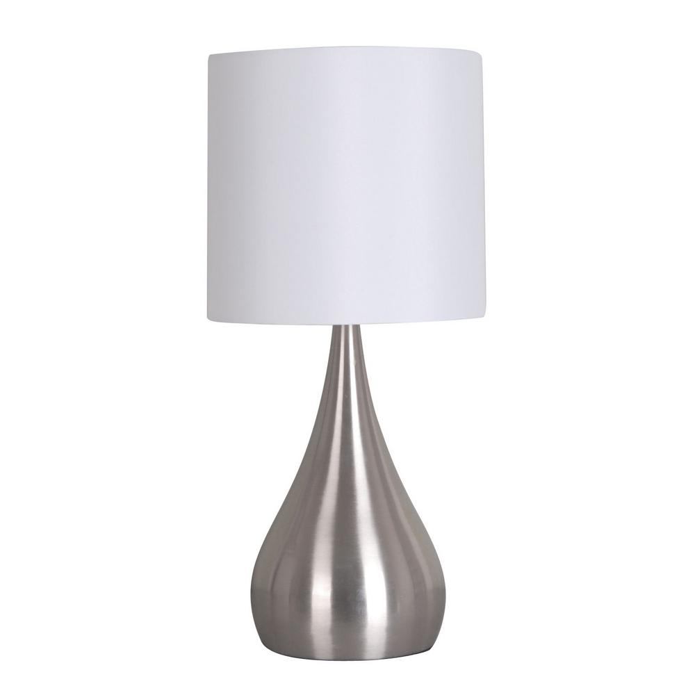 Catalina Lighting 18 In Silver Teardrop Accent Lamp With White Shade with sizing 1000 X 1000