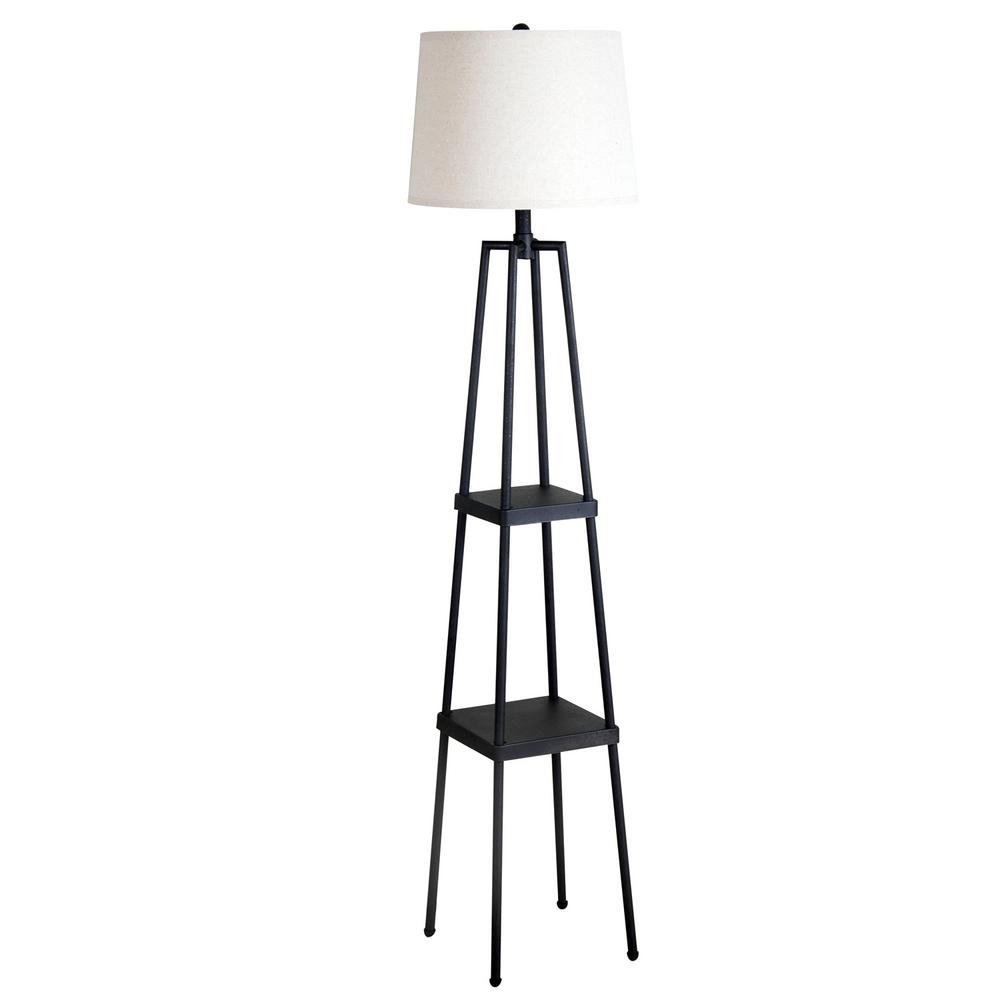 Catalina Lighting 58 In Distressed Iron Etagere Floor Lamp With Linen Shade regarding size 1000 X 1000
