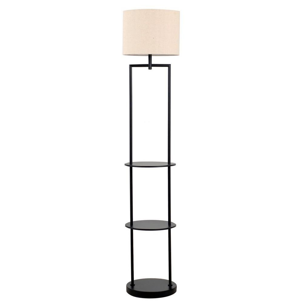 Catalina Lighting 60 In Black Etagere Floor Lamp With Linen throughout measurements 1000 X 1000