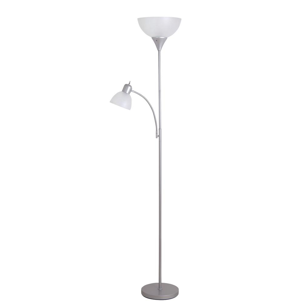 Catalina Lighting 7165 In Silver Torchiere Floor Lamp With Adjustable Reading Light for proportions 1000 X 1000