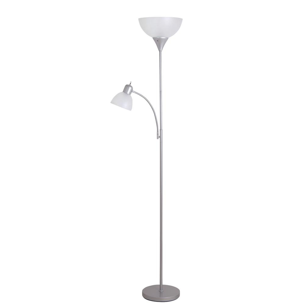 Catalina Lighting 7165 In Silver Torchiere Floor Lamp With Adjustable Reading Light throughout dimensions 1000 X 1000