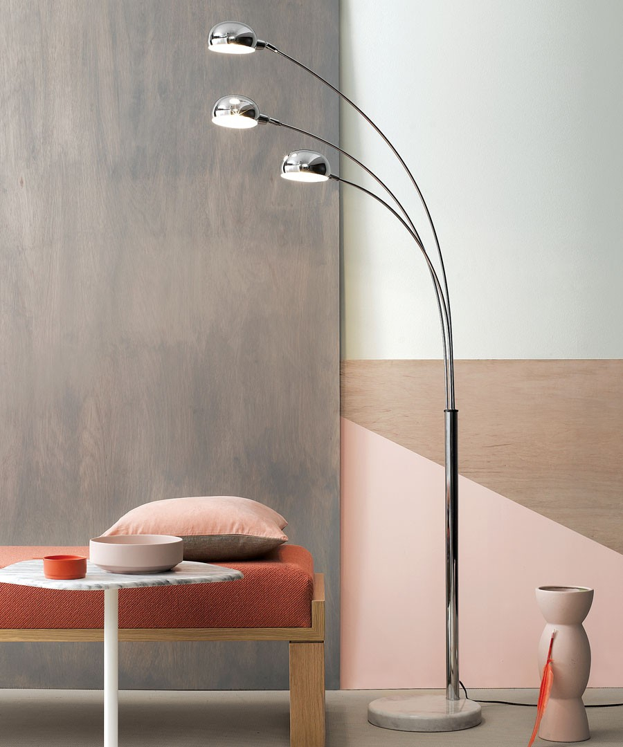 Centaur 3 Light Floor Lamp In Chrome With Marble Base in size 900 X 1080