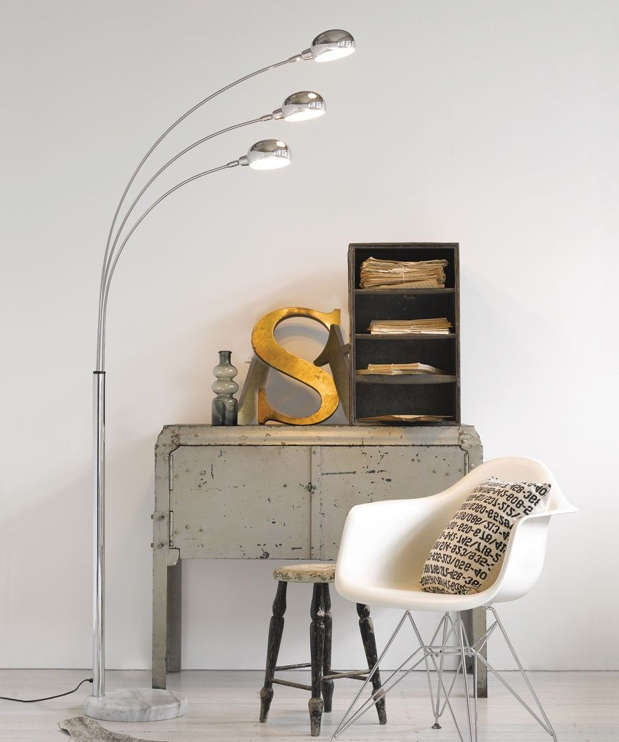 Centaur 3 Light Floor Lamp In Chrome With Marble Base within dimensions 900 X 1080