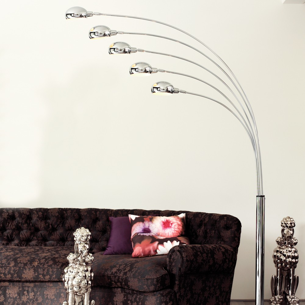 Centaur 5 Light Floor Lamp In Chrome With Marble Base in dimensions 1000 X 1000