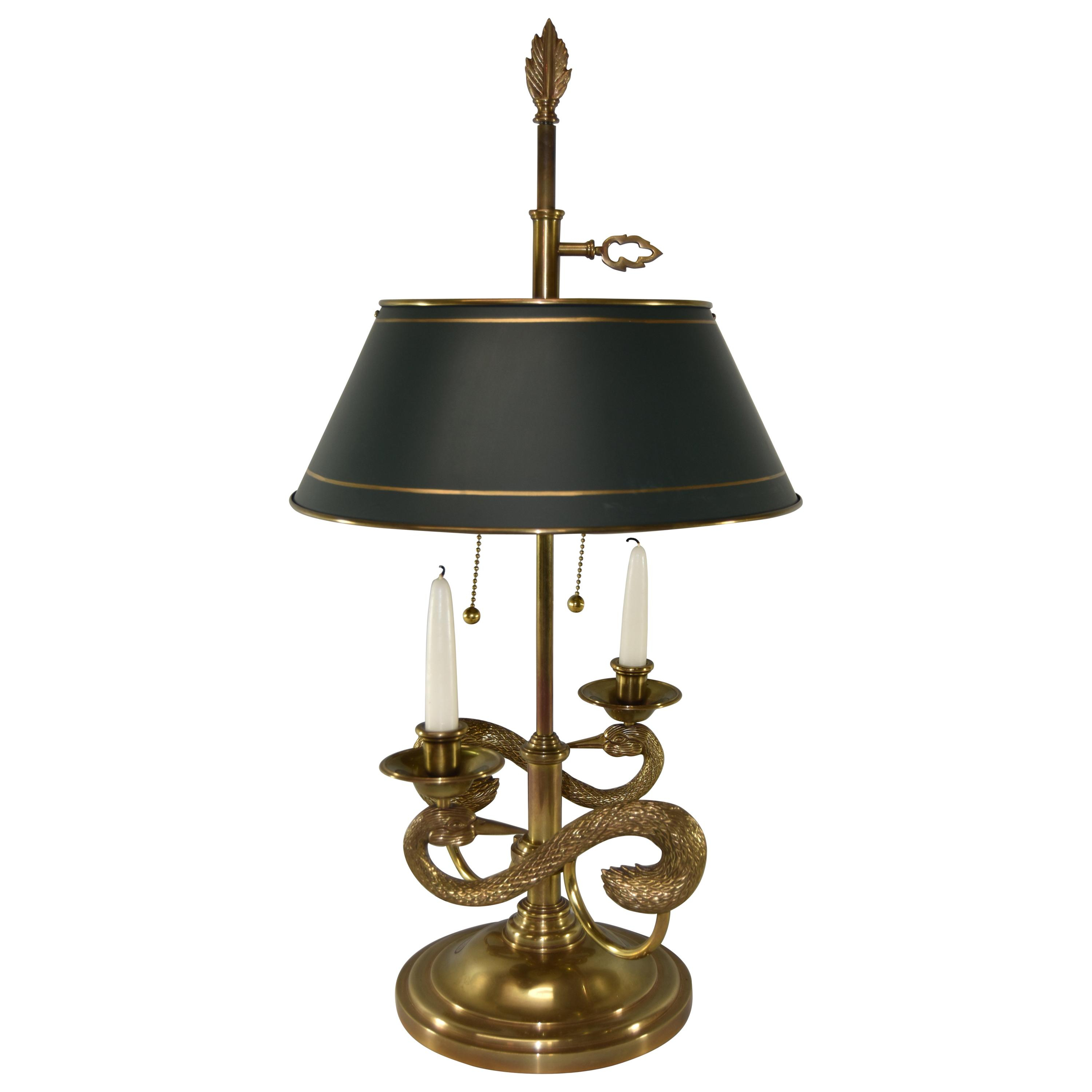 Chapman Bouillotte Brass Double Swan Table Lamp Tole Shade with dimensions 3000 X 3000