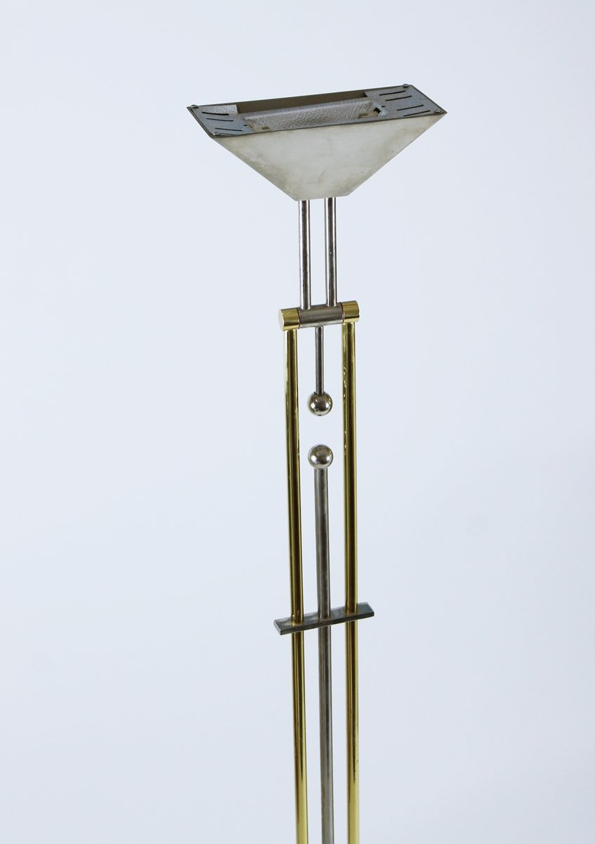 Chrome And Brass Halogen Floor Lamp With Dimmer From Goetz 1970s inside proportions 847 X 1200