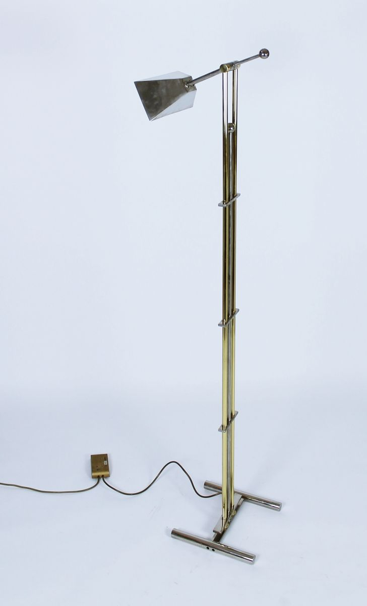 Chrome And Brass Halogen Floor Lamp With Dimmer From Goetz 1970s with dimensions 728 X 1200