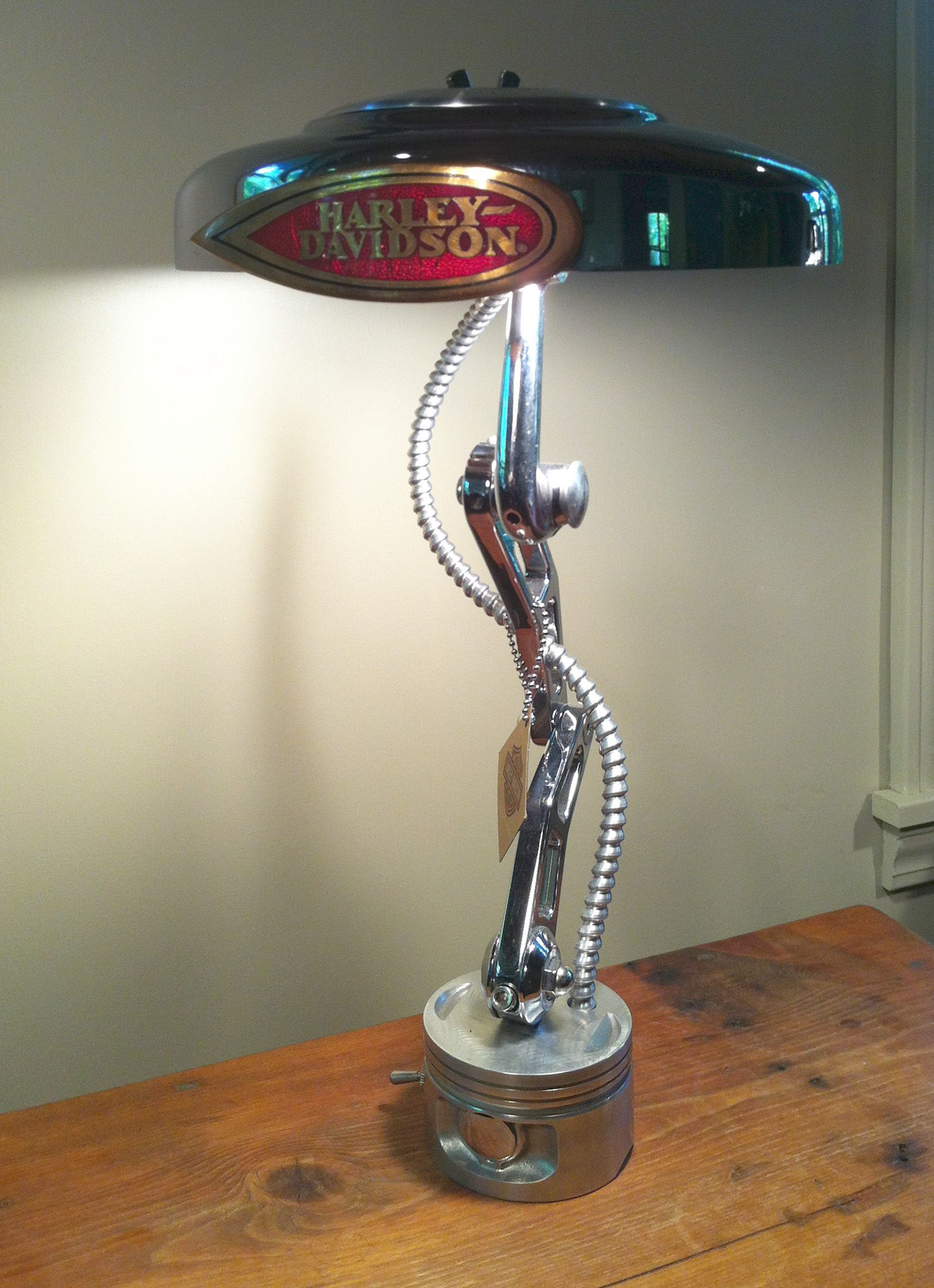 Chrome Linkage Lamp Made From Recycled Harley Davidson regarding dimensions 1716 X 2367