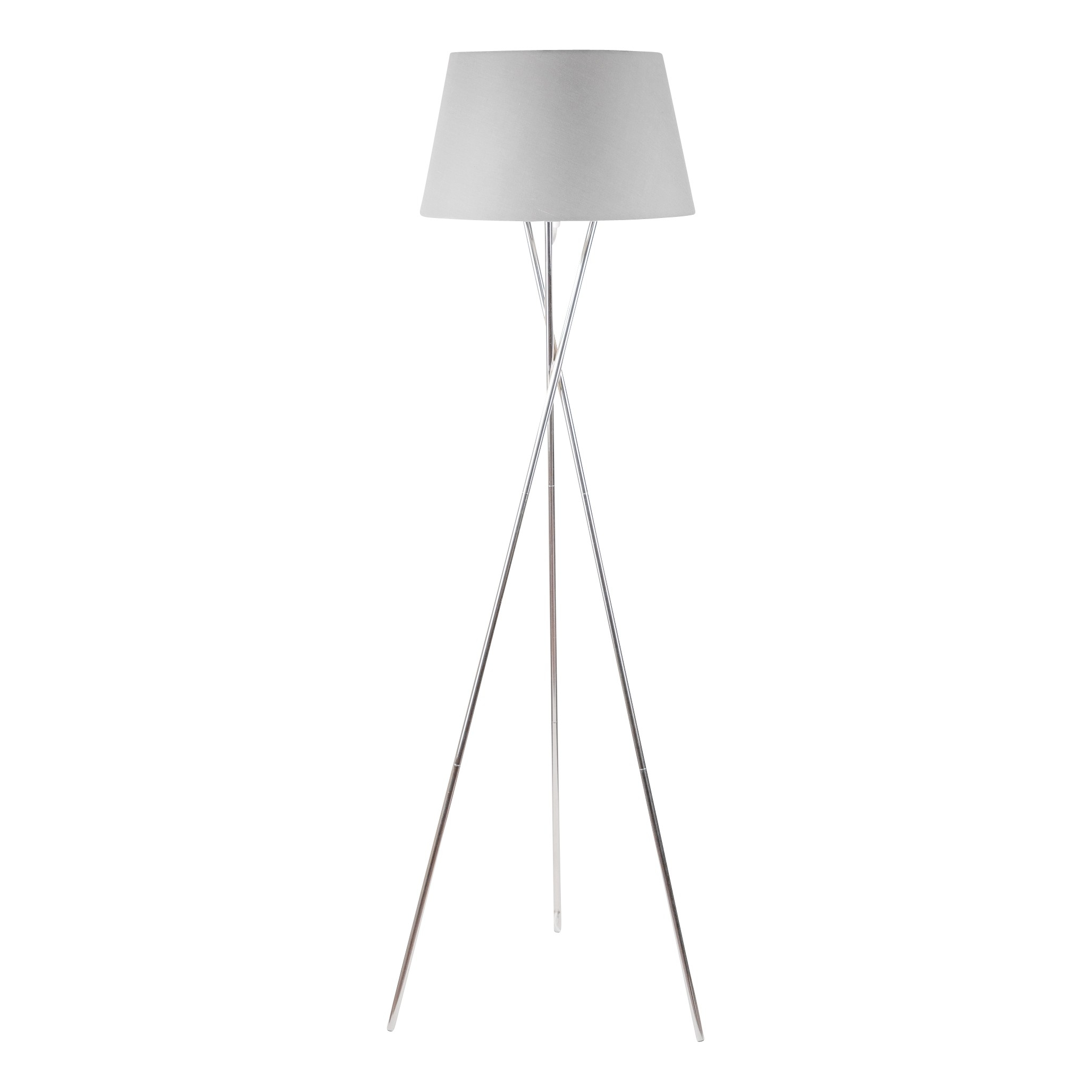 Chrome Twist Tripod Floor Lamp With Grey Fabric Shade intended for dimensions 2054 X 2054