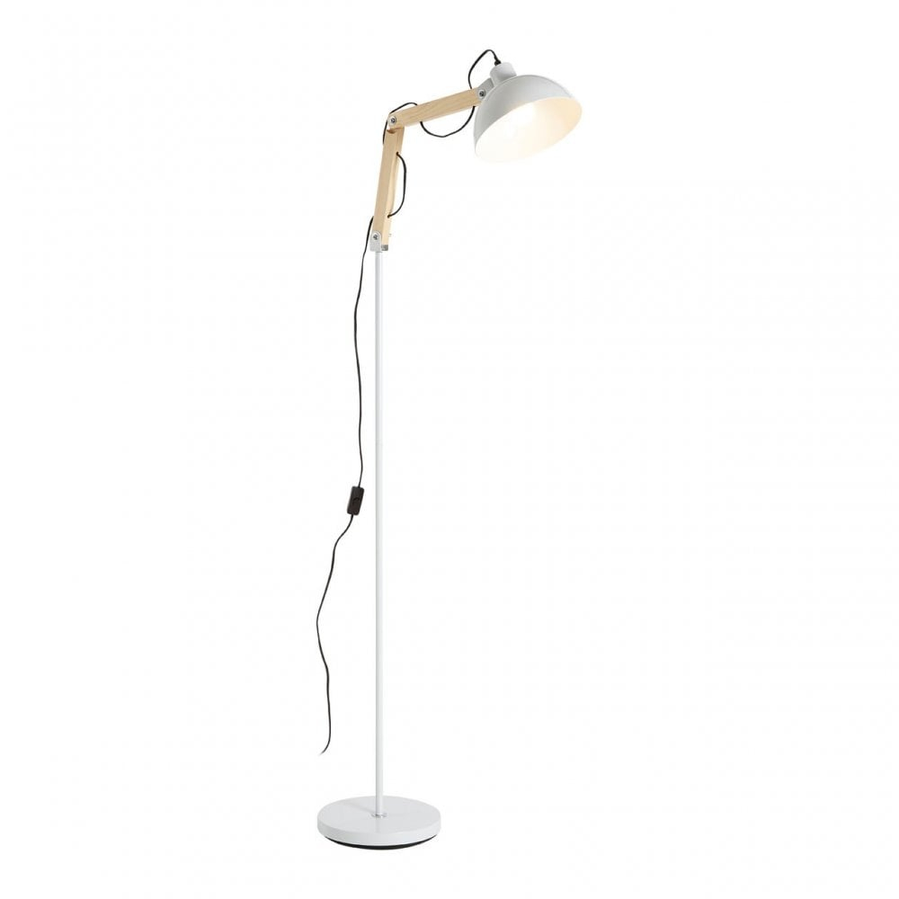 Clanbay Blair White Wood Metal Floor Lamp Wood White intended for sizing 1000 X 1000