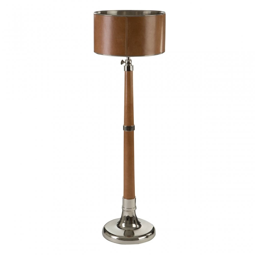 Clanbay Churchill Extendable Floor Lamp Aluminium Brass Leather Iron Steel Brown intended for sizing 1000 X 1000