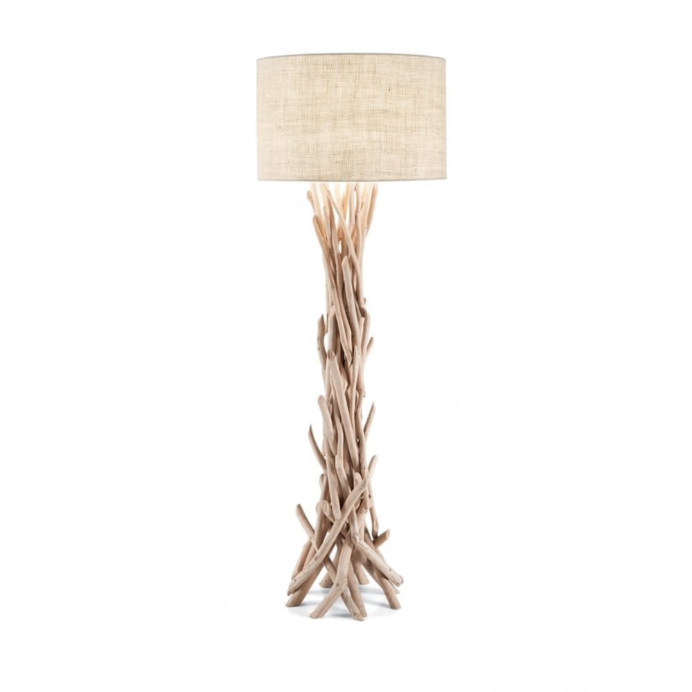 Clanbay Id Driftwood Natural Wooden Stick Floor Lamp With Fabric Shade inside dimensions 1000 X 1000