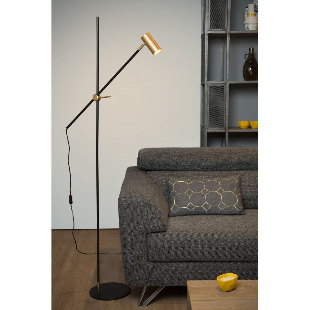 Clanbay Lu Philine Vintage Steel Black And Gold Floor Reading Lamp for measurements 1000 X 1000