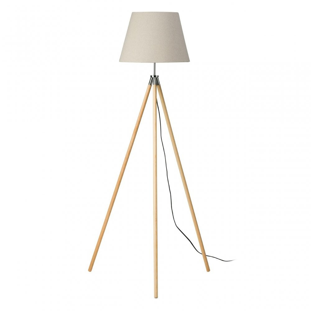 Clanbay Stockholm Tripod Floor Lamp Uk Plug Wood Natural regarding sizing 1000 X 1000