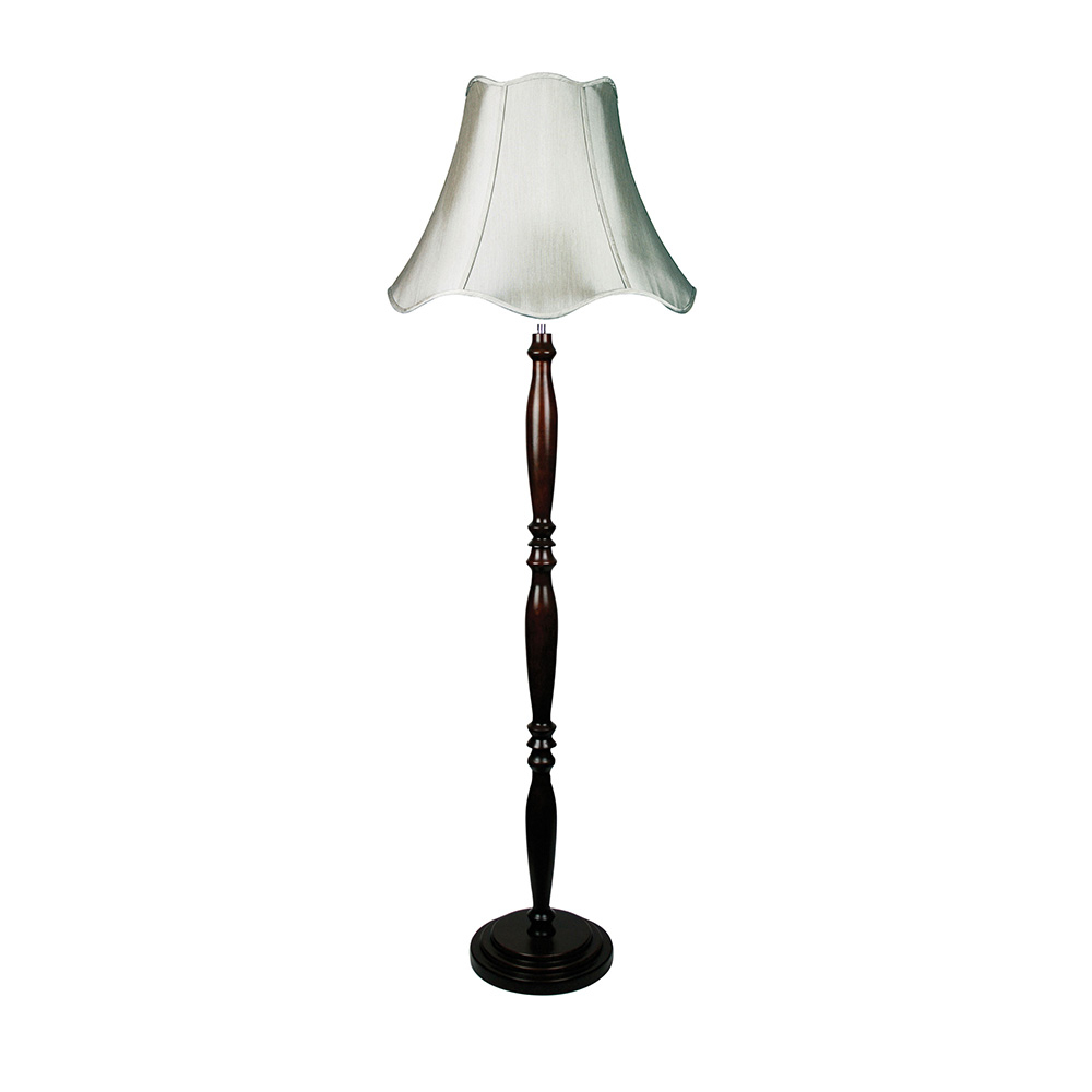 Classic 1 Light Turned Timber Floor Lamp Walnut Silver Pewter Shade regarding proportions 1000 X 1000