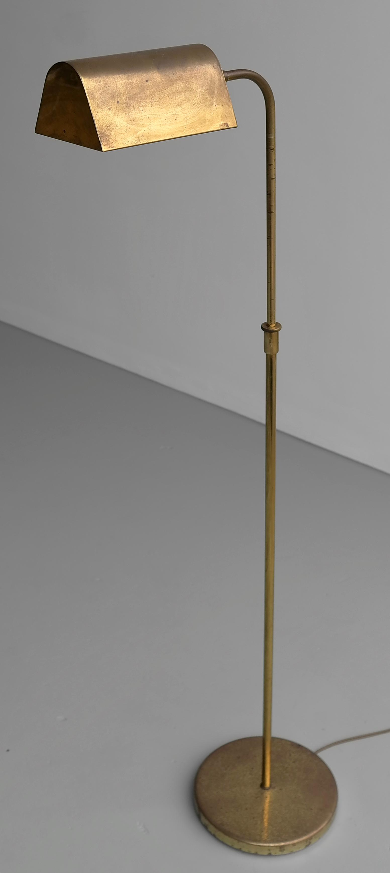 Classical Brass Adjustable Library Reading Floor Lamp 1960s throughout dimensions 1553 X 3477