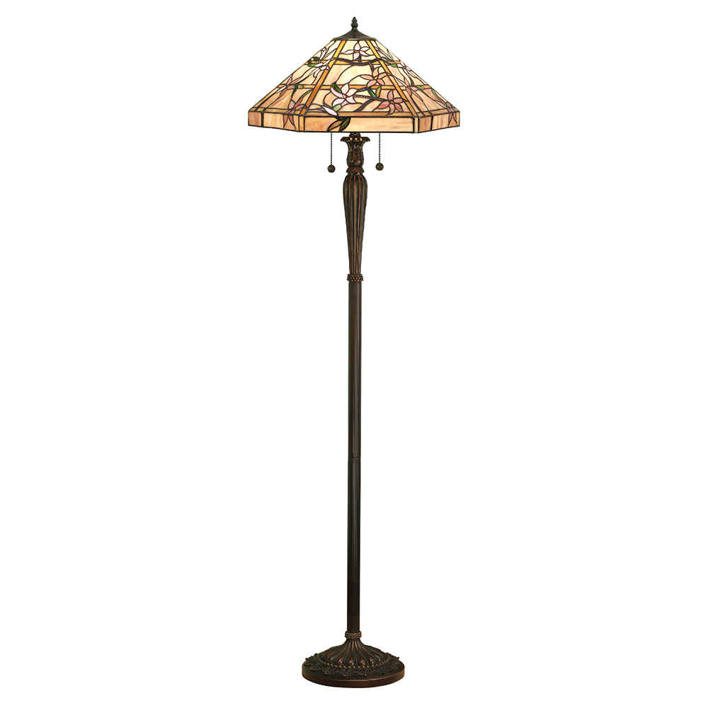 Clematis Tiffany 2 Light Floor Lamp With Pink And Purple Art Glass 64018 with regard to measurements 1000 X 1000