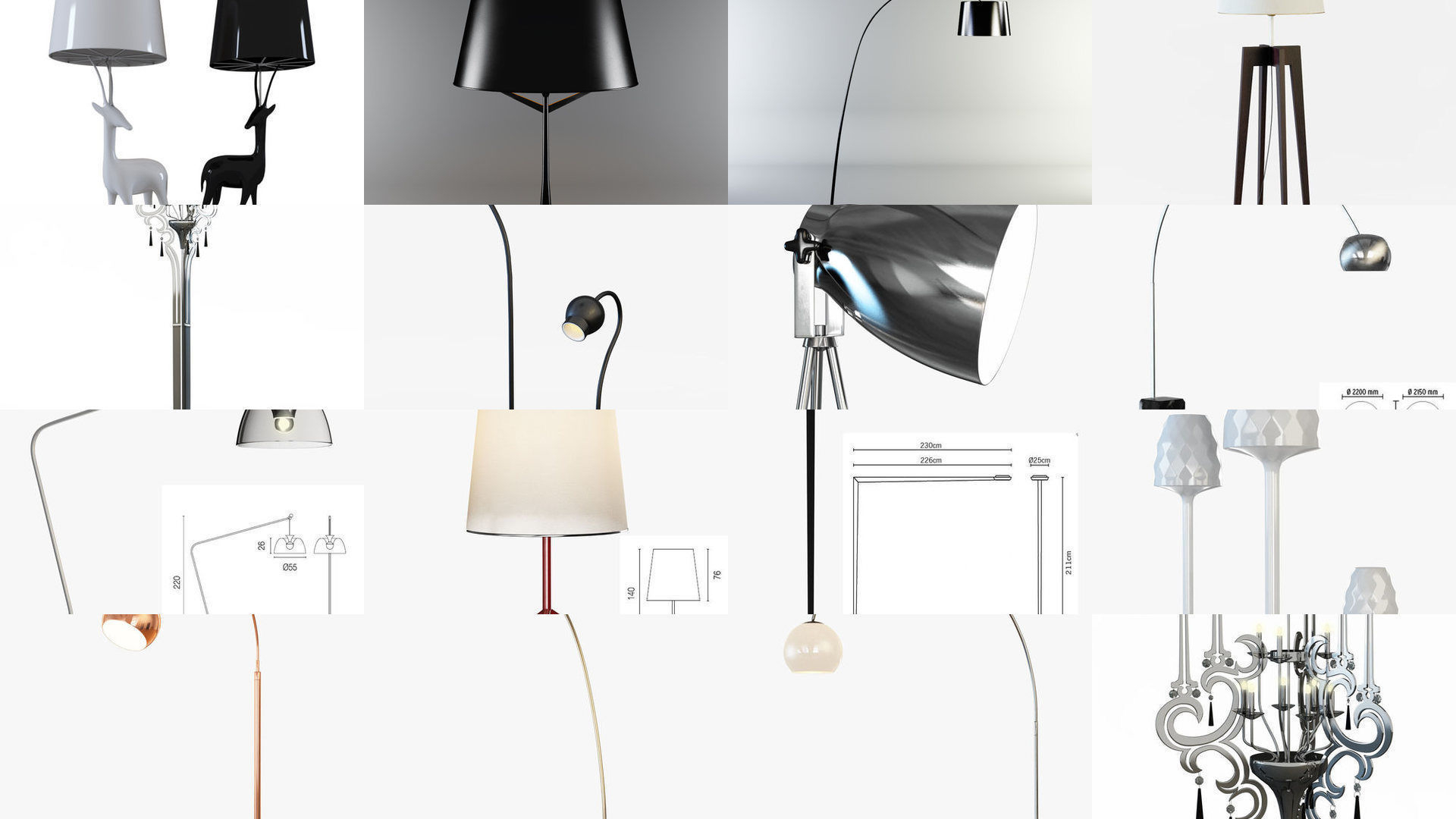 Collection Different Floor Lamps For Your Projects 15 Models in dimensions 1920 X 1080