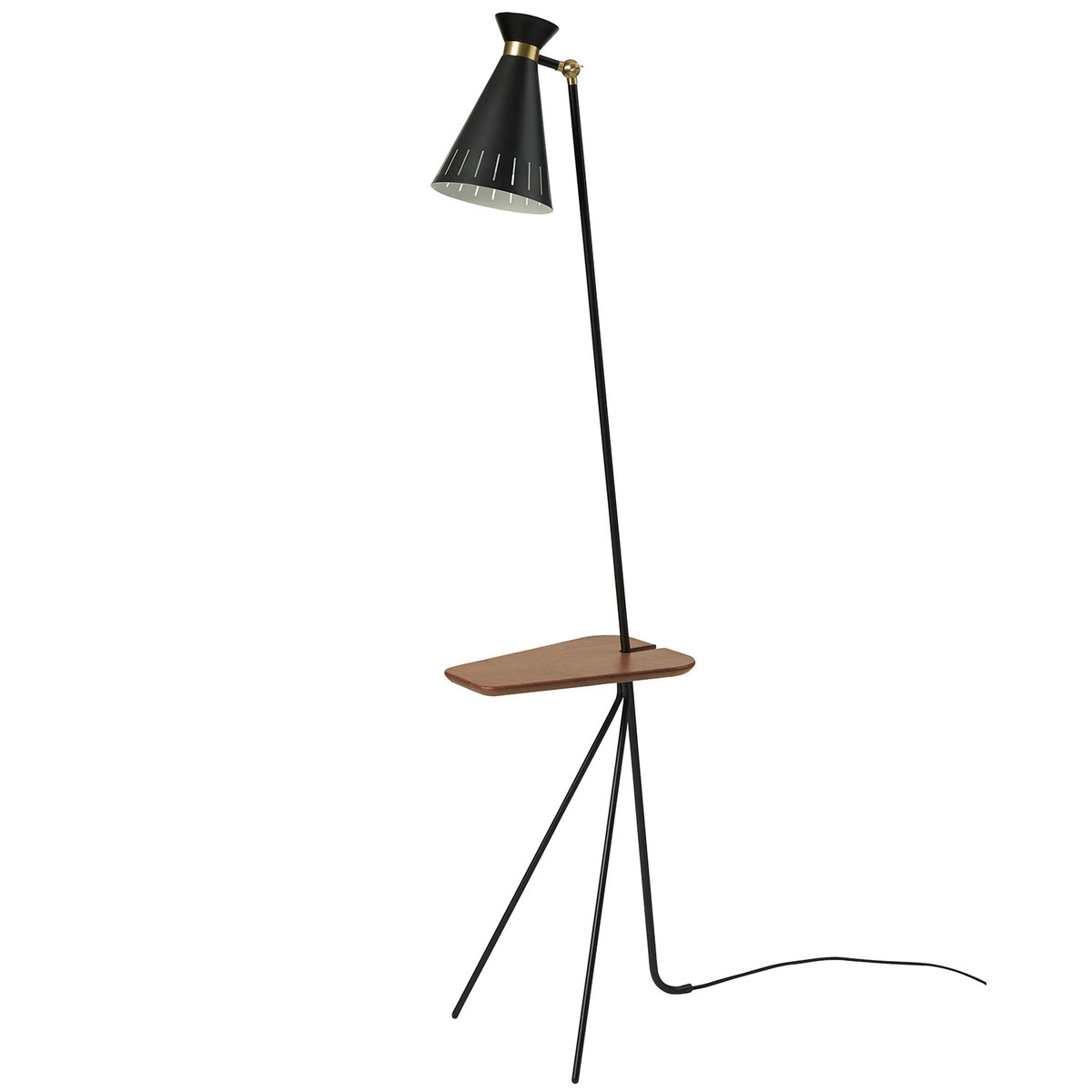 Cone Floor Lamp With Table Black in size 1200 X 1200