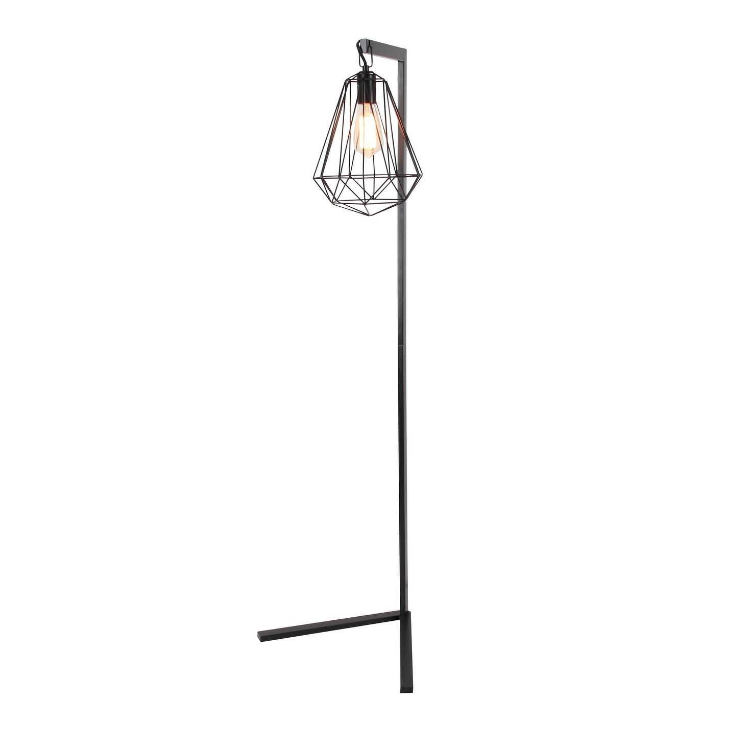 Contemporary 55 Inch Black Iron Geometric Floor Lamp intended for measurements 1469 X 1469