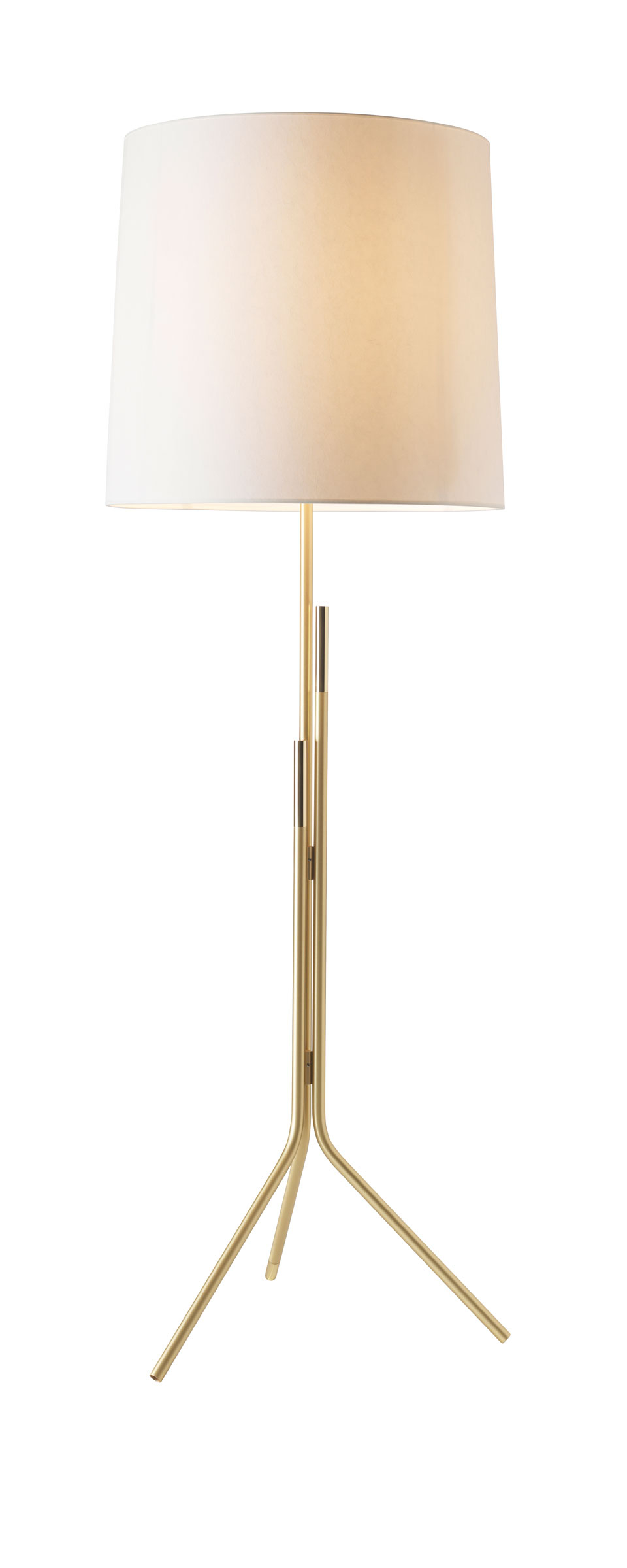 Contemporary Floor Lamp Brass Stand Cylindrical Shade In White Drop Paper Design Herv Langlais inside proportions 960 X 2399